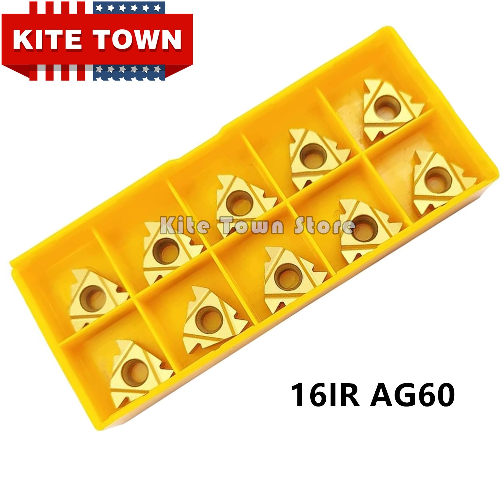 10PCS 16IR AG60 CNC Carbide Insert Lathe Indexable Threading Cutting Blades