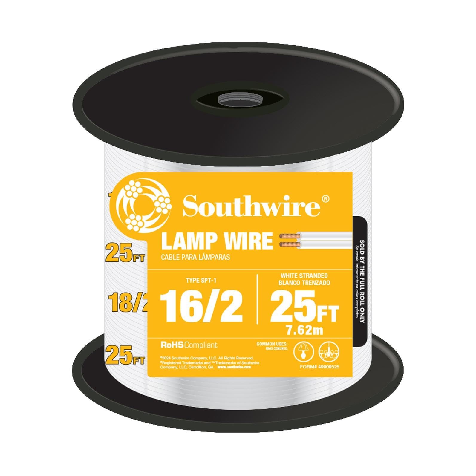 Woods Southwire 55681844 250-Feet 16-Gauge 2 Conductor 16/2 Type Spt-2 Lamp