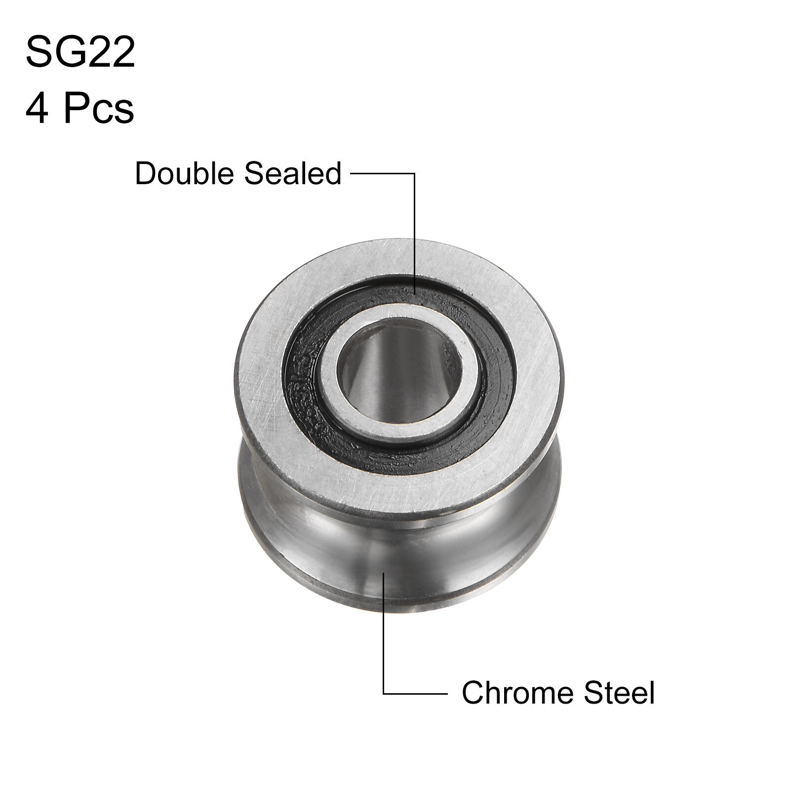 4pcs SG22 U Groove Track Guide Bearing 8×22.5×14.5mm U Groove Roller Wheel