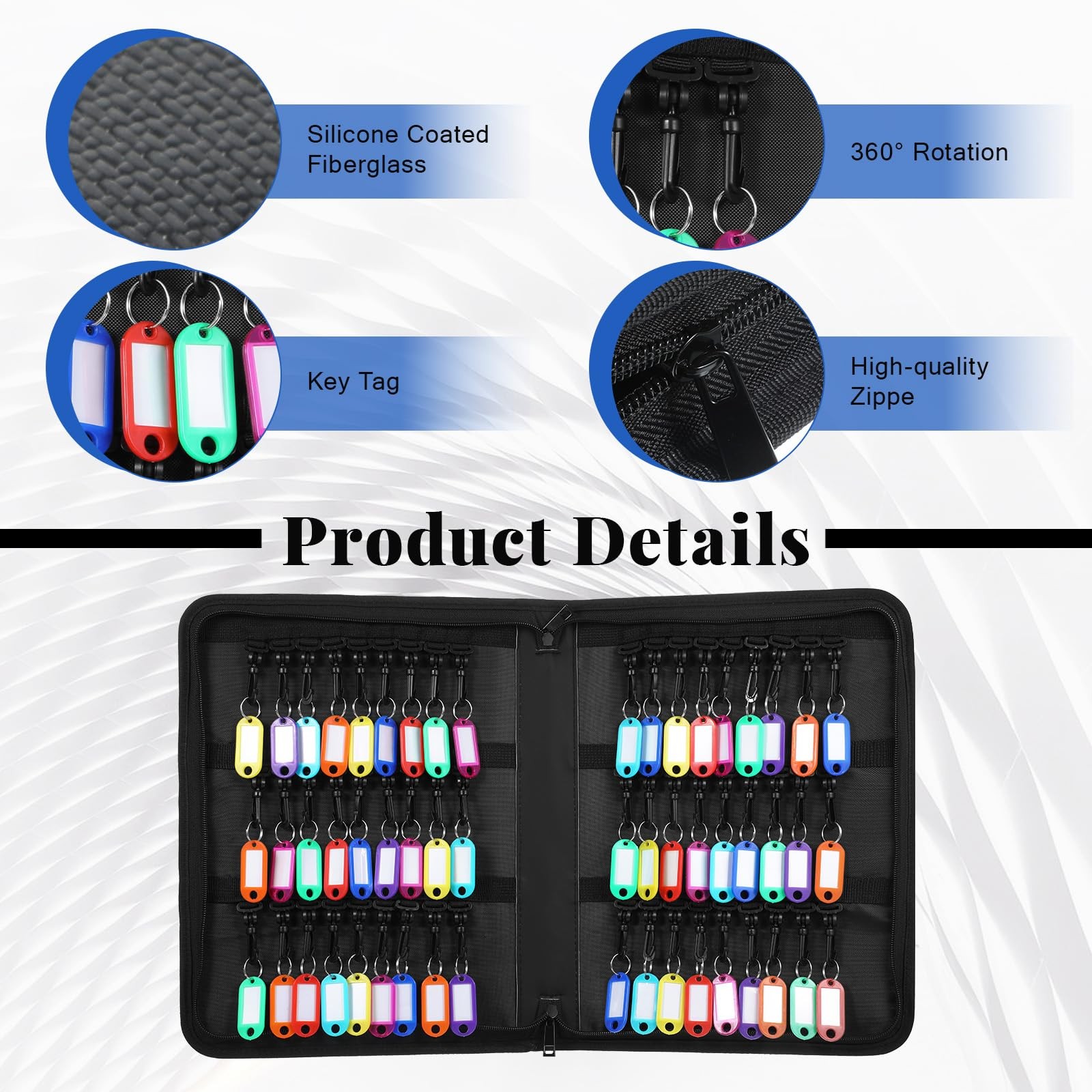 Portable Key Organizer with Handle, Zippered Key Case Organizer with 54 Key-H…