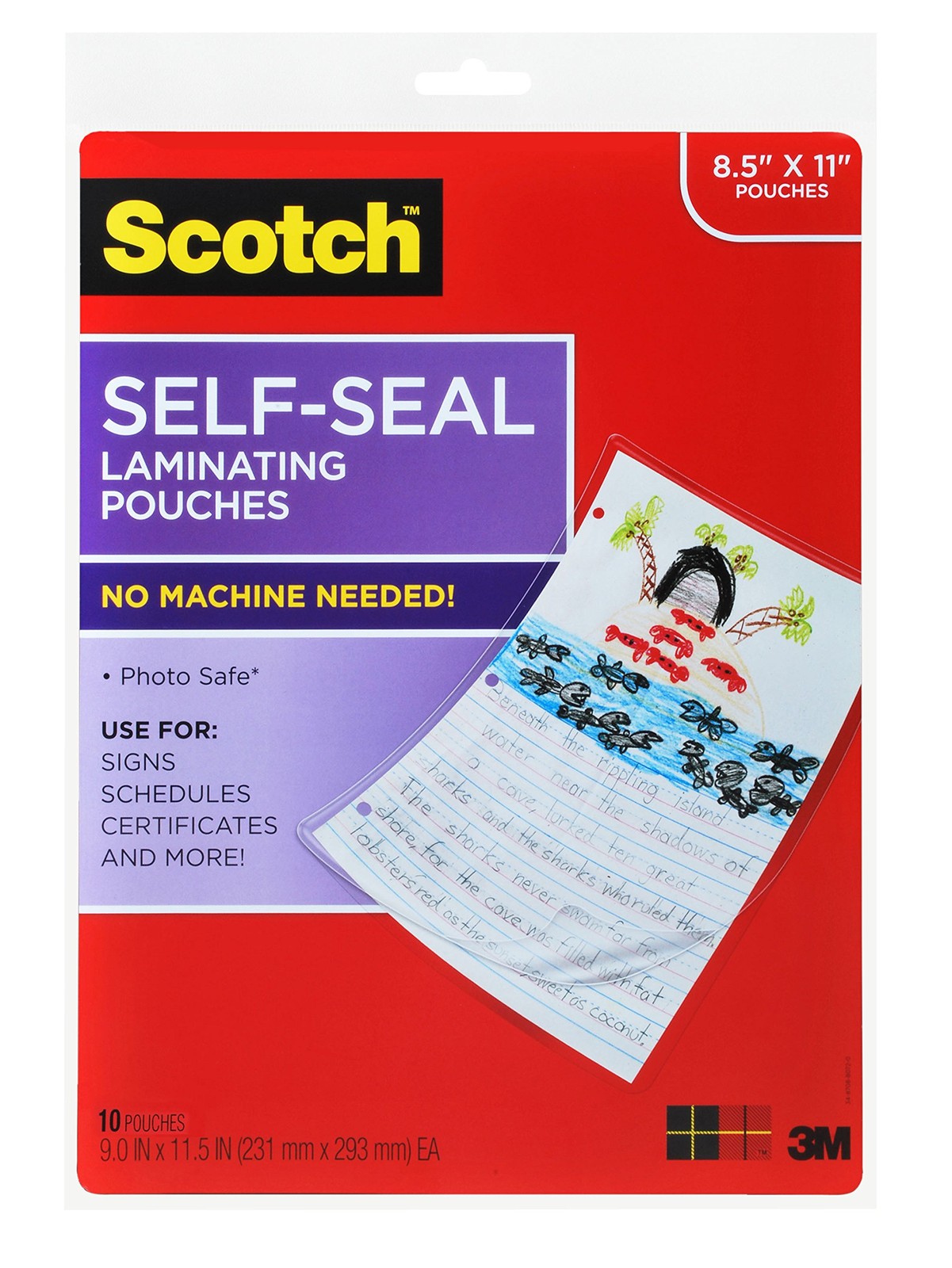 Scotch Self-Seal Laminating Pouches, 9.0 in x 11.5 Letter 10-Pack, Clear