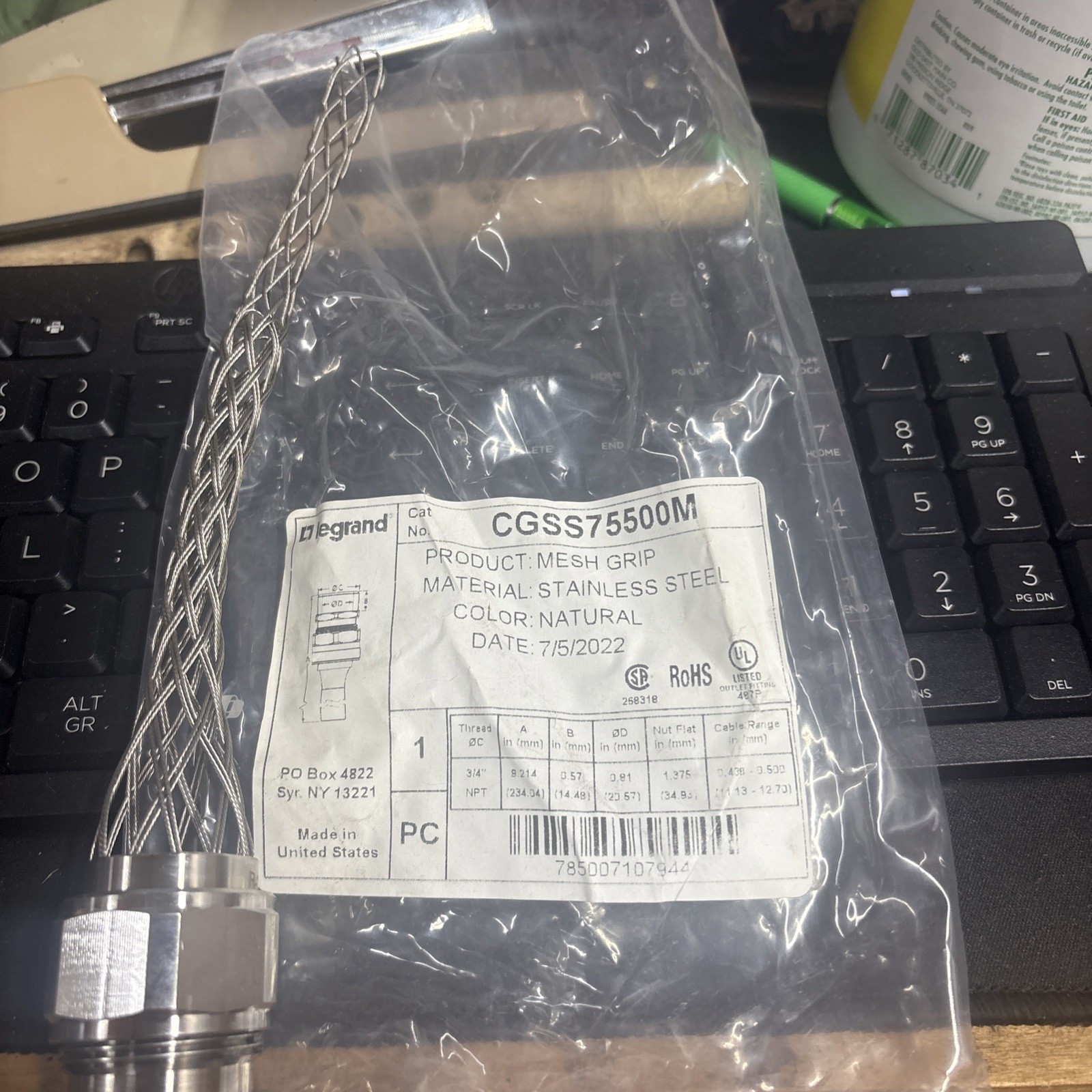 Legrand Cgss75500m Mesh Grip Connector Stainless Steel