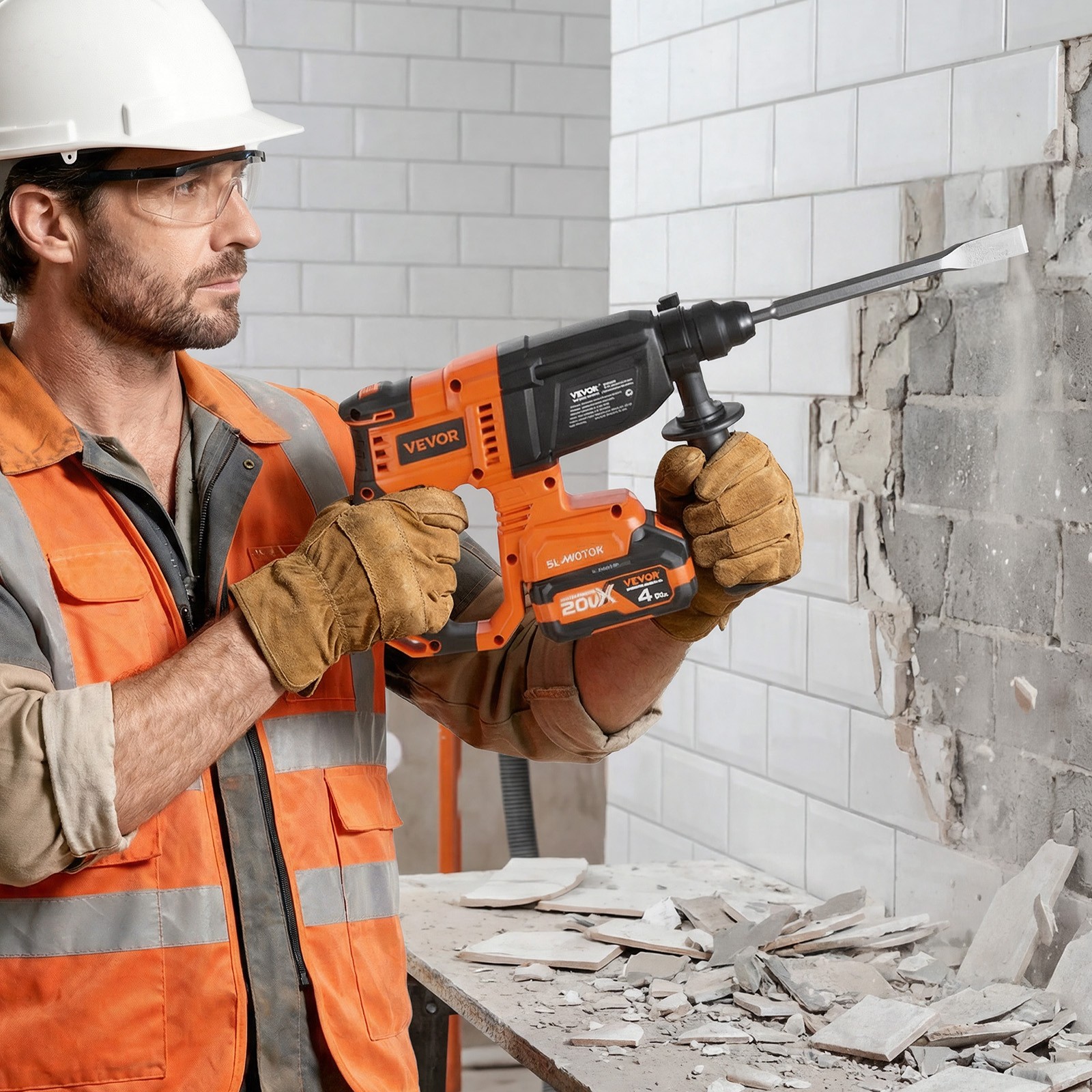 VEVOR Rotary Hammer Drill 7/8 in SDS-Plus Cordless 20V for Concrete and Masonry