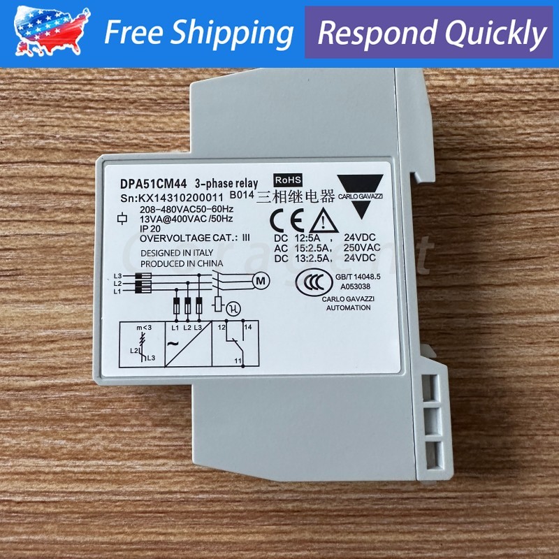 For DPA51CM44 3-Phase Monitoring Relay Phase Sequence Protector 208-480VAC ECO