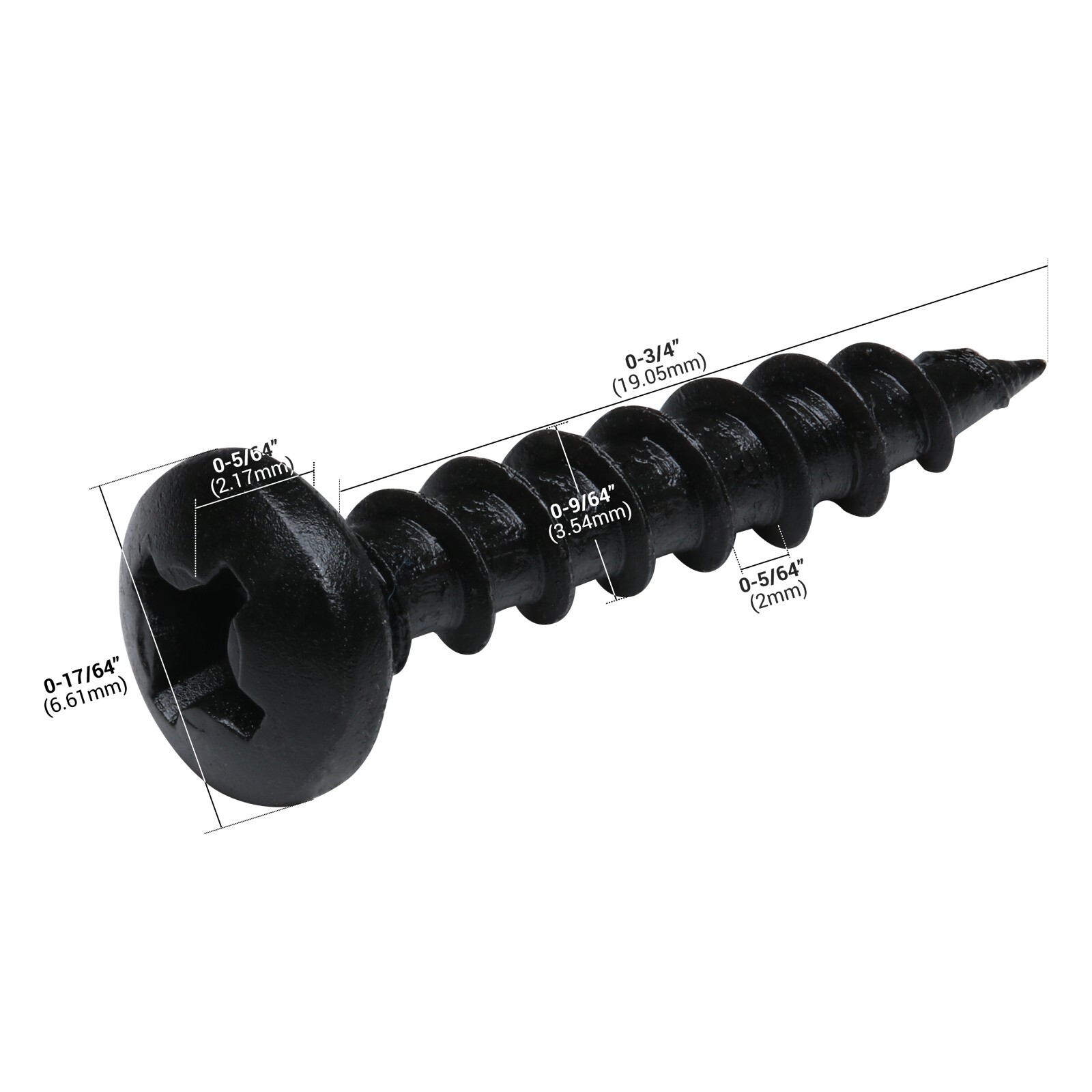 #6-13 x 3/4″ Deep / Coarse Thread Pan Head Screws Black Phosphate