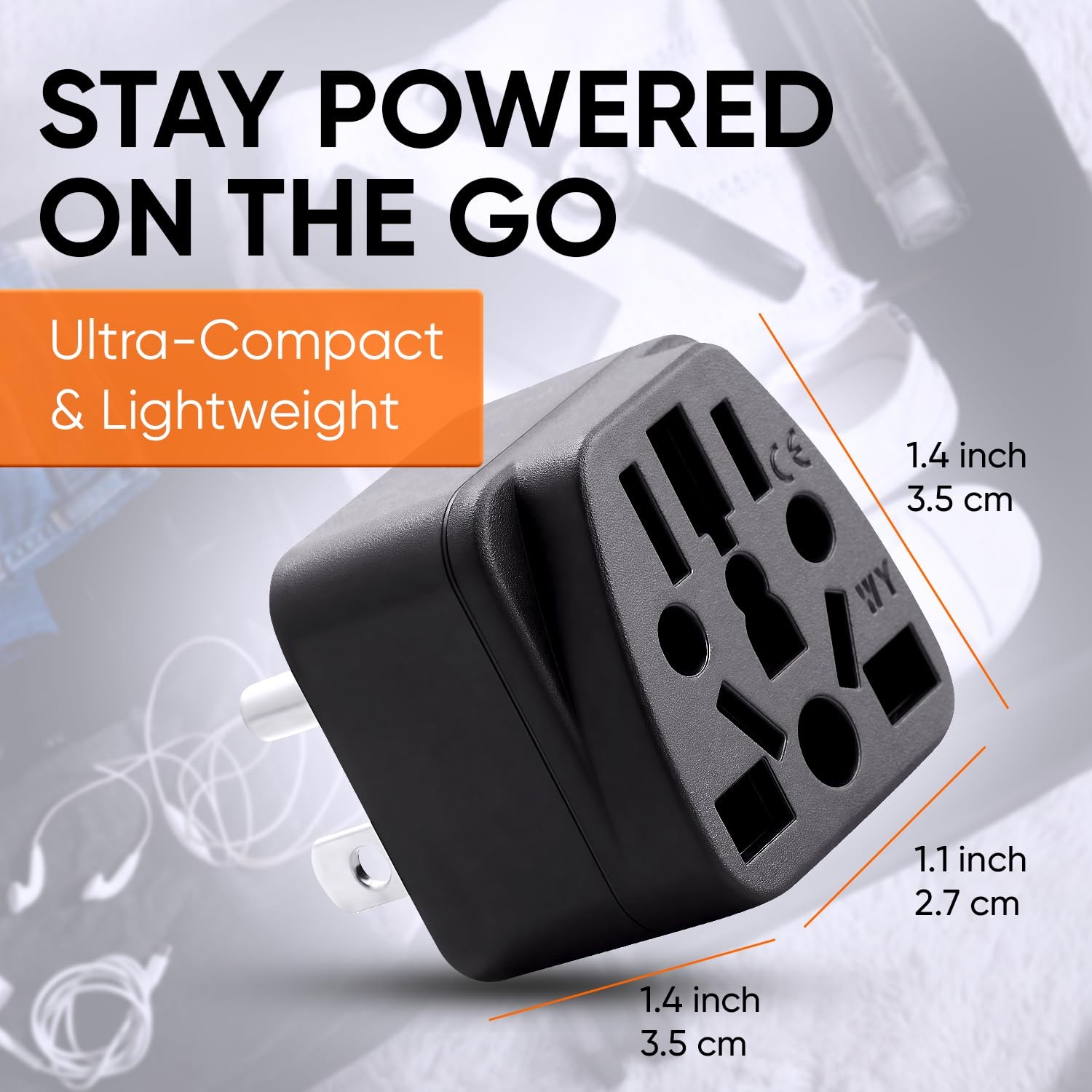 US Travel Plug Adapter for Europe UK Australia China to USA Type B Black L