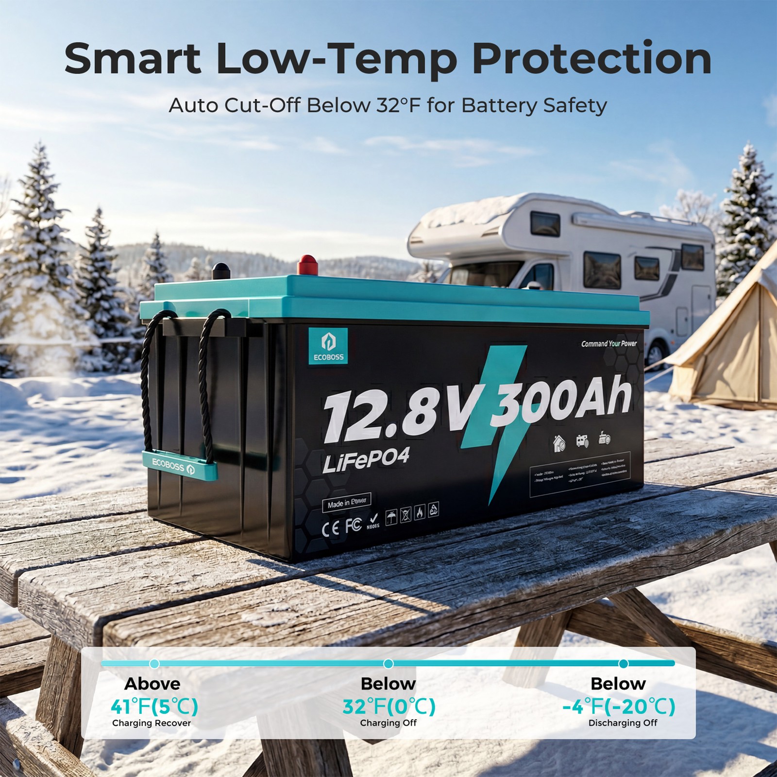 12V 300Ah LiFePO4 Battery Deep Cycles 3840Wh 200A BMS for RV Solar Home Boat