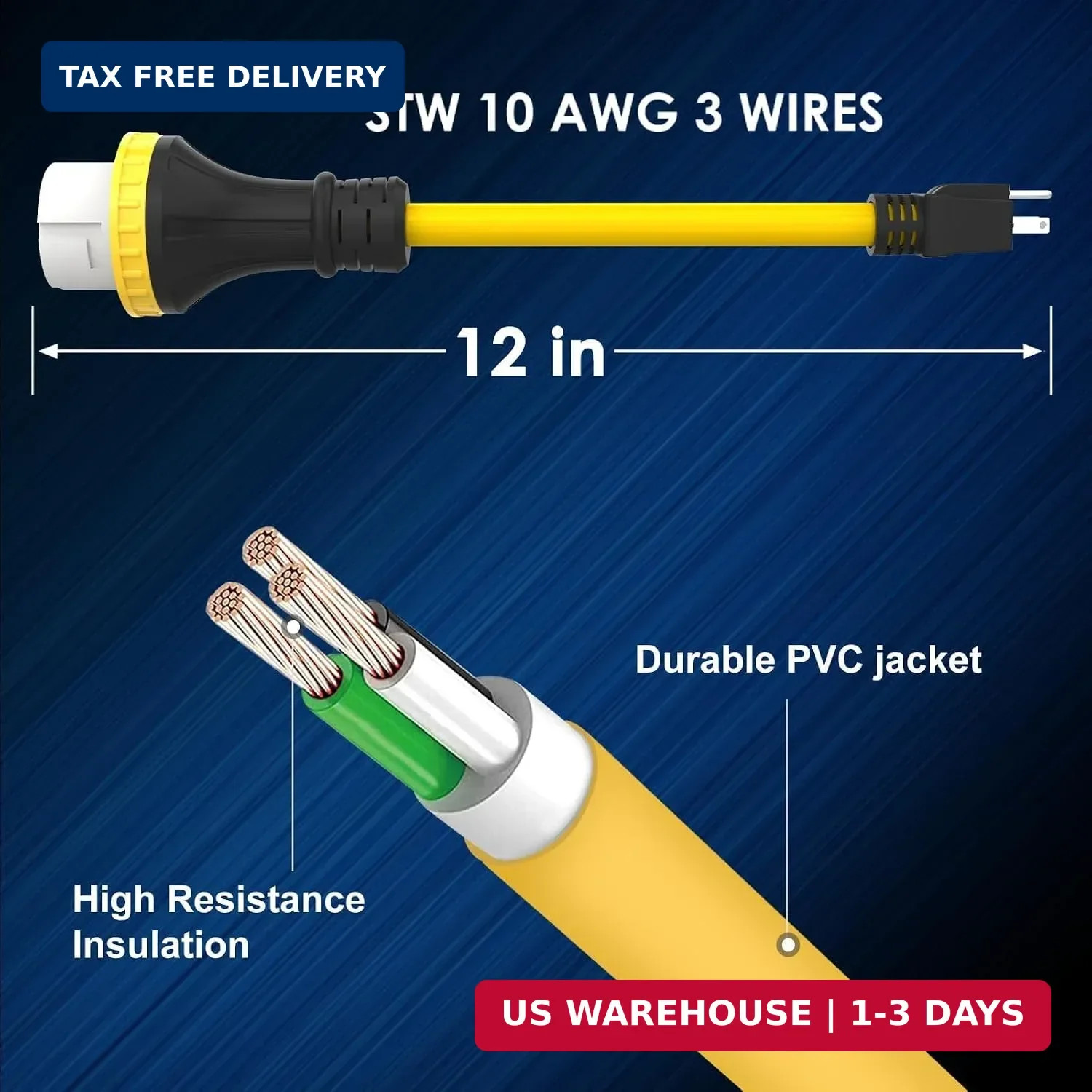 50 Amp to 110 Adapter RV Cord with Locking Connector Plug, Heavy Duty NEMA 5-15P
