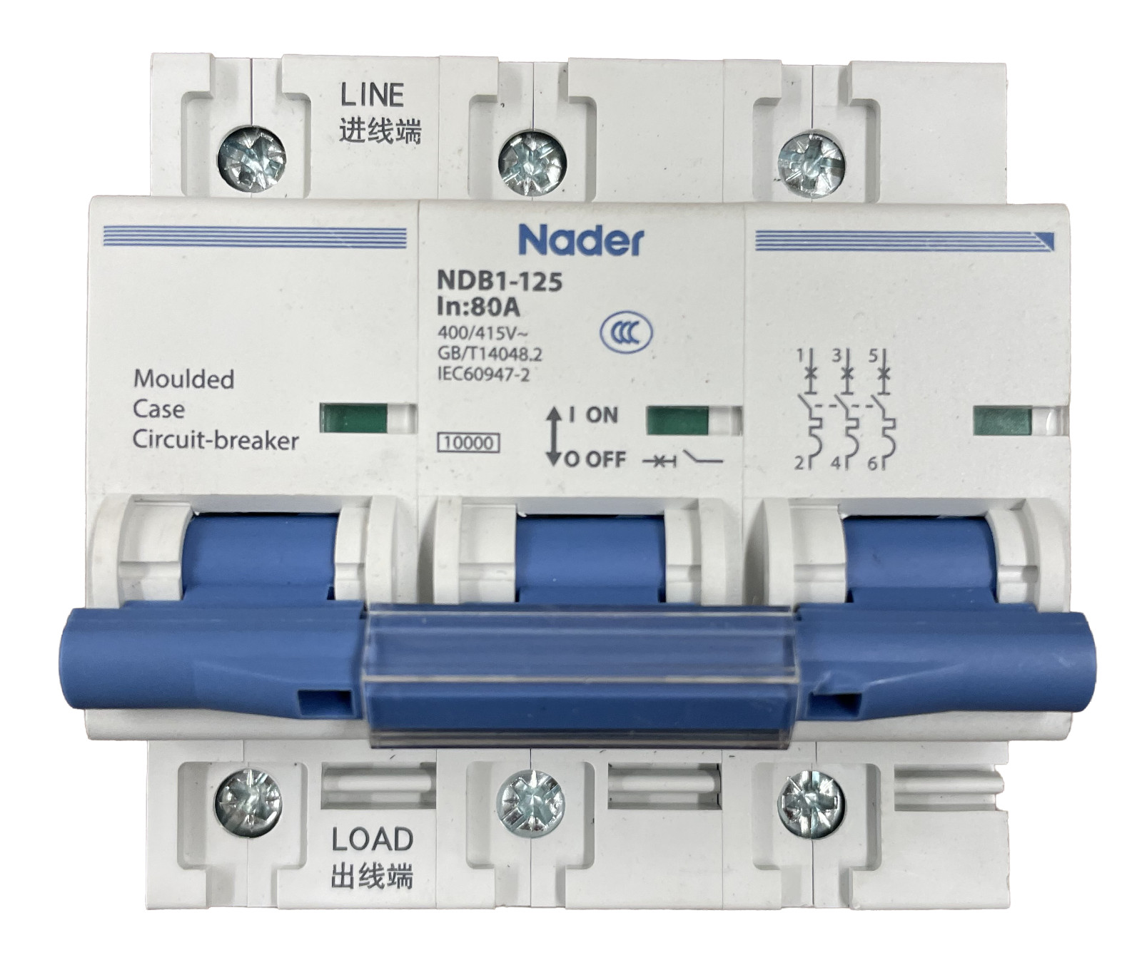 Nader NDB1-125 3P Miniature Circuit Breaker – 3-Pole 125A DIN Rail Industrial