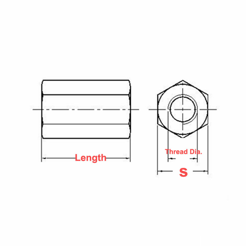 M8/Pitch 1.25mm Brass Hex Nut Hexagon Long Coupling Connector Stud Standoff丨S=13