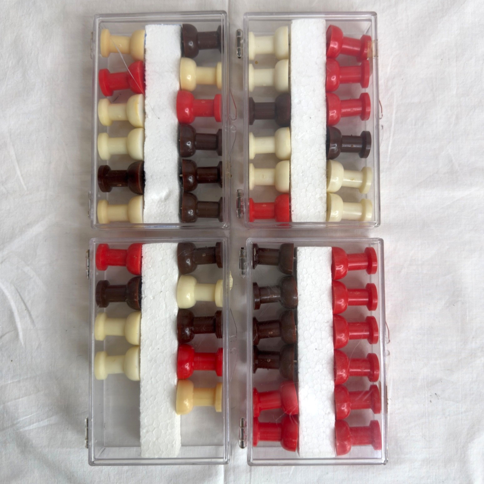 MCM Pop-Art LARGE 2″ PUSH-PINS Red BROWN White HONG KONG Retro OFFICE Supplies