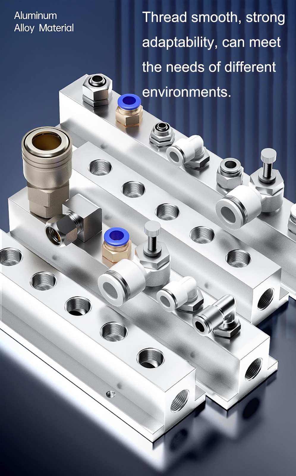 3 Way 5 Port Pneumatic Manifold Air Distribution Block Aluminum G1/4 Inch