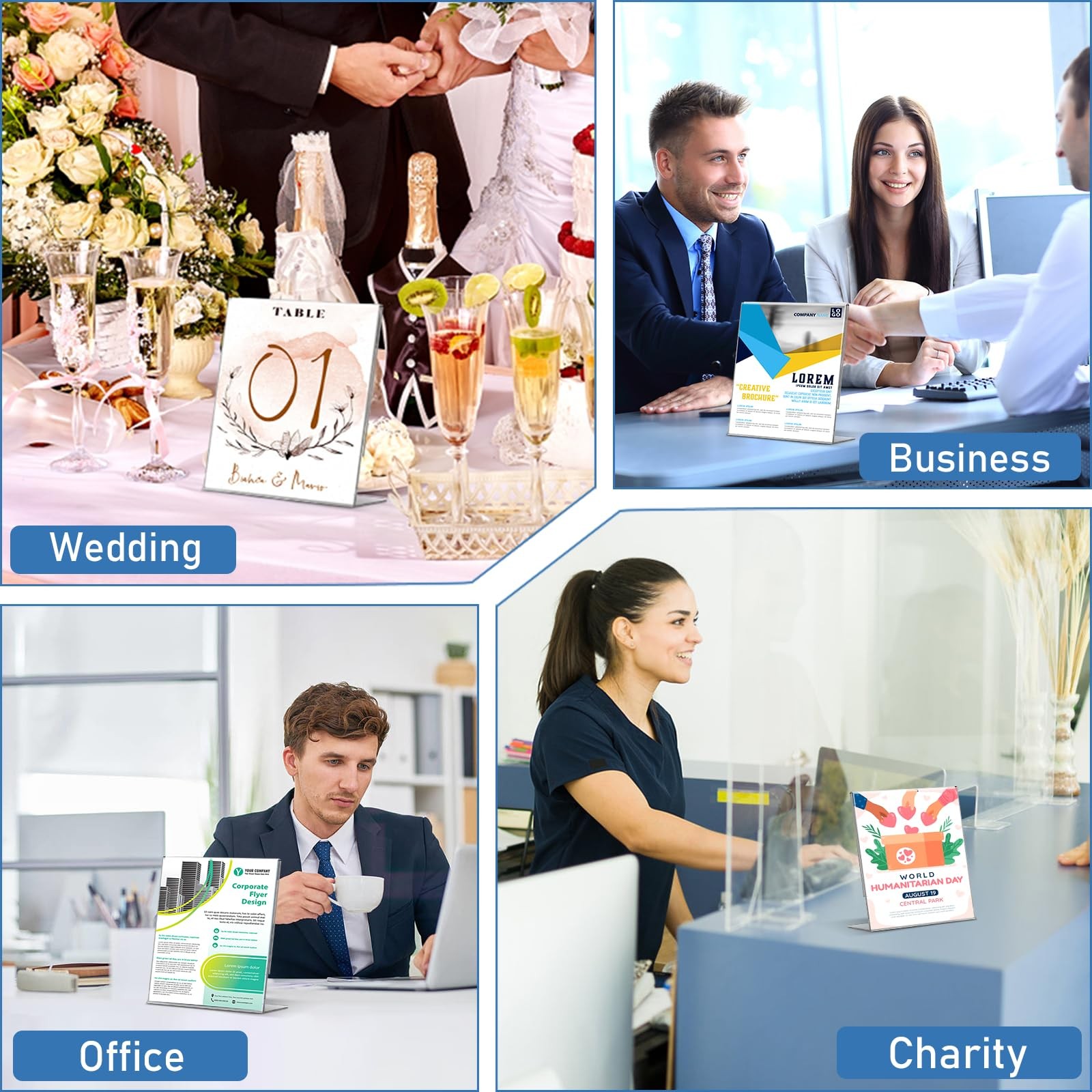 Acrylic Sign Holder 5×7 Inches, 13 Pack Clear Plastic Table Flyer Display Sta…