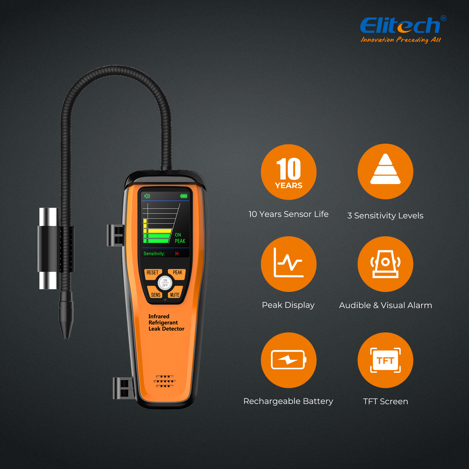 Open Box Elitech Refrigerant Leak Detector HVAC Tester NDIR Sensor ILD-200