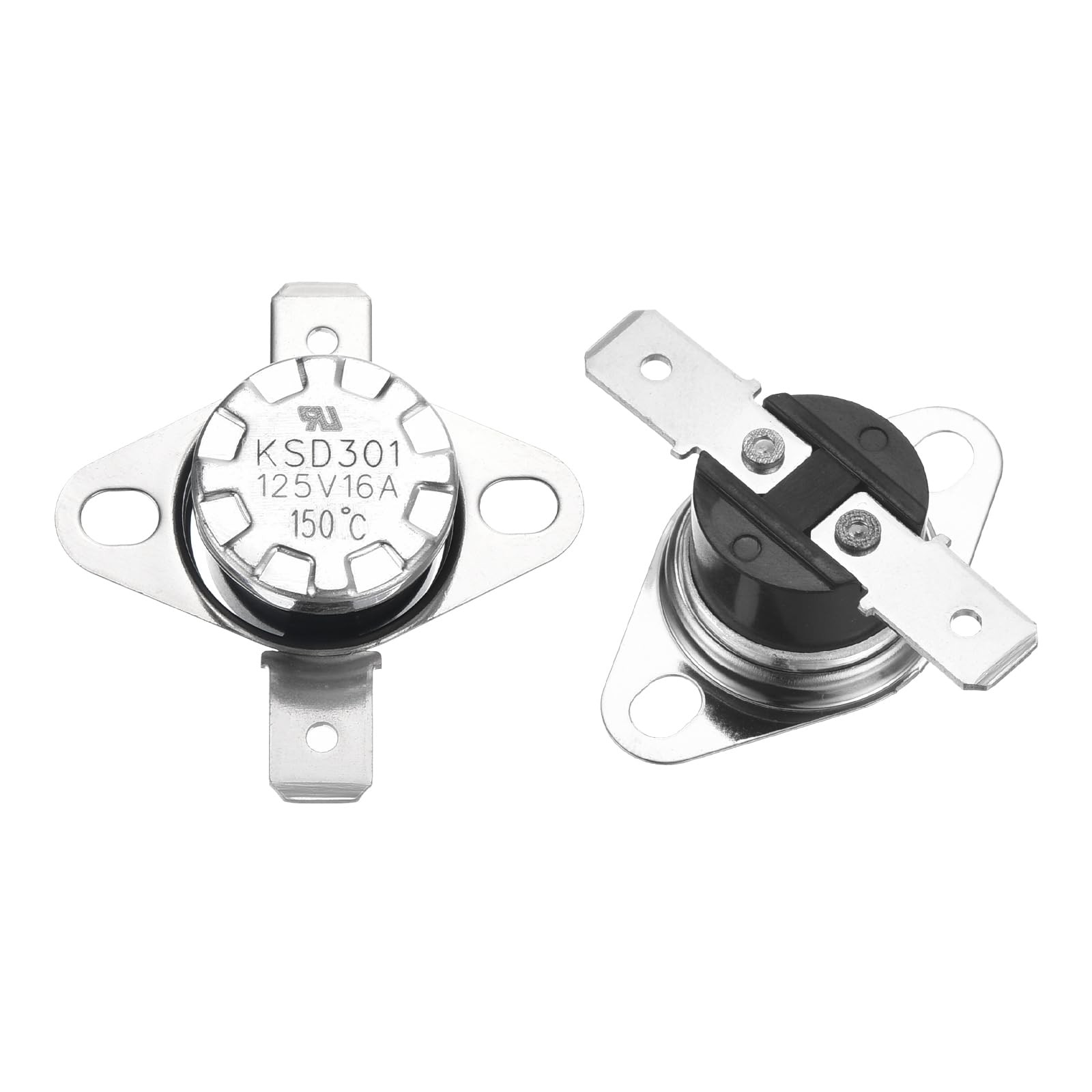 uxcell 2pcs KSD301 Thermostat 150°C/302°F 16A Normally Closed N.C Silver