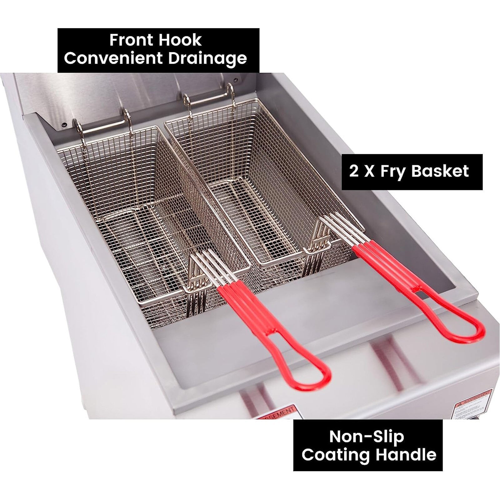 Hakka Commercial Deep Fryer Liquid Propane 3 Burners 40-50 lb 90000 BTU