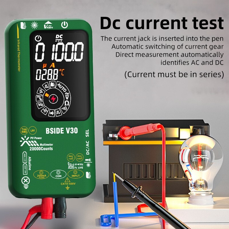 Photovoltaic Multimeter mV/uA IR Thermometer Test Pen TRMS Li-Battery Color LCD