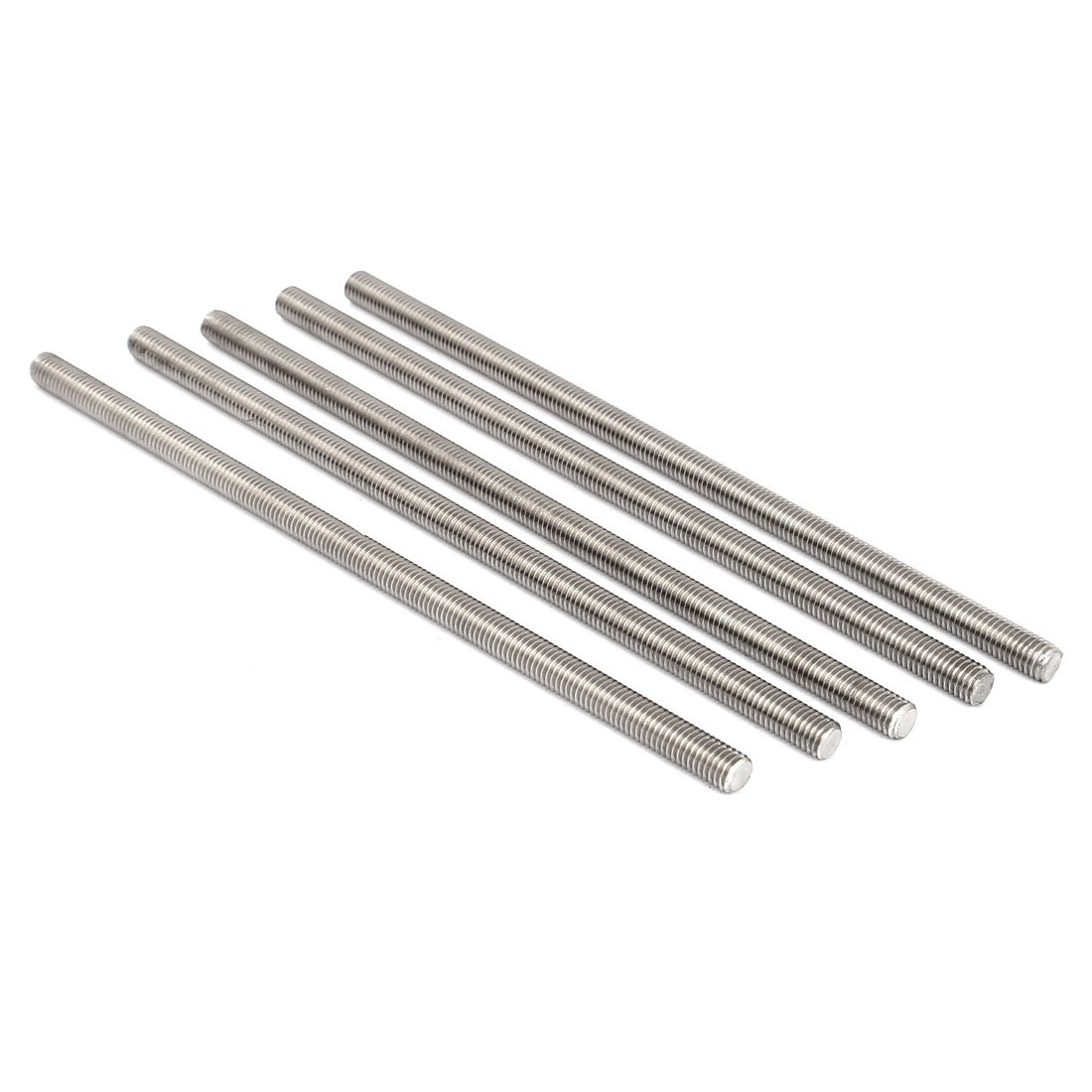 5 Pack M8 x 200mm 304 Stainless Steel Fully Threaded Rods Fasteners Silver Tone