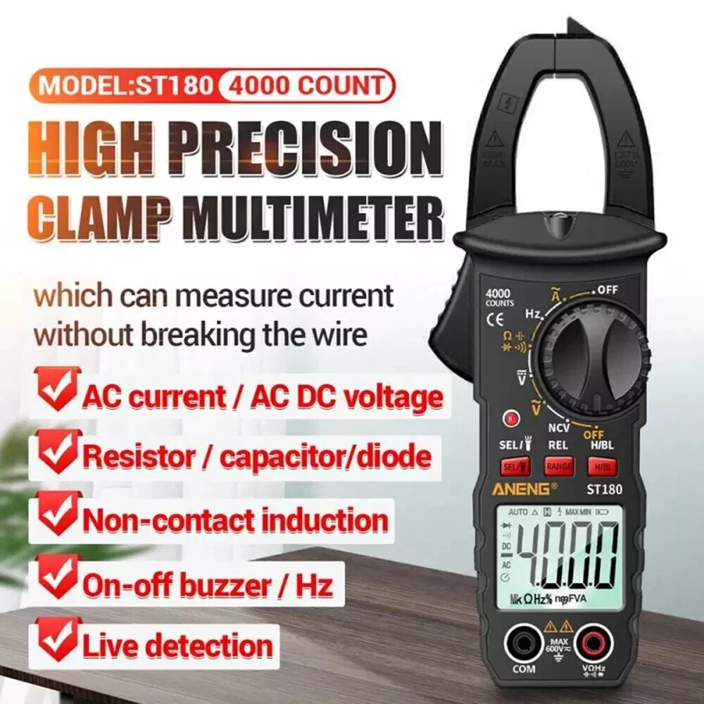 Digital Multimeter Tester AC DC Voltage RMS Amp Clamp Meter Auto Range Handheld