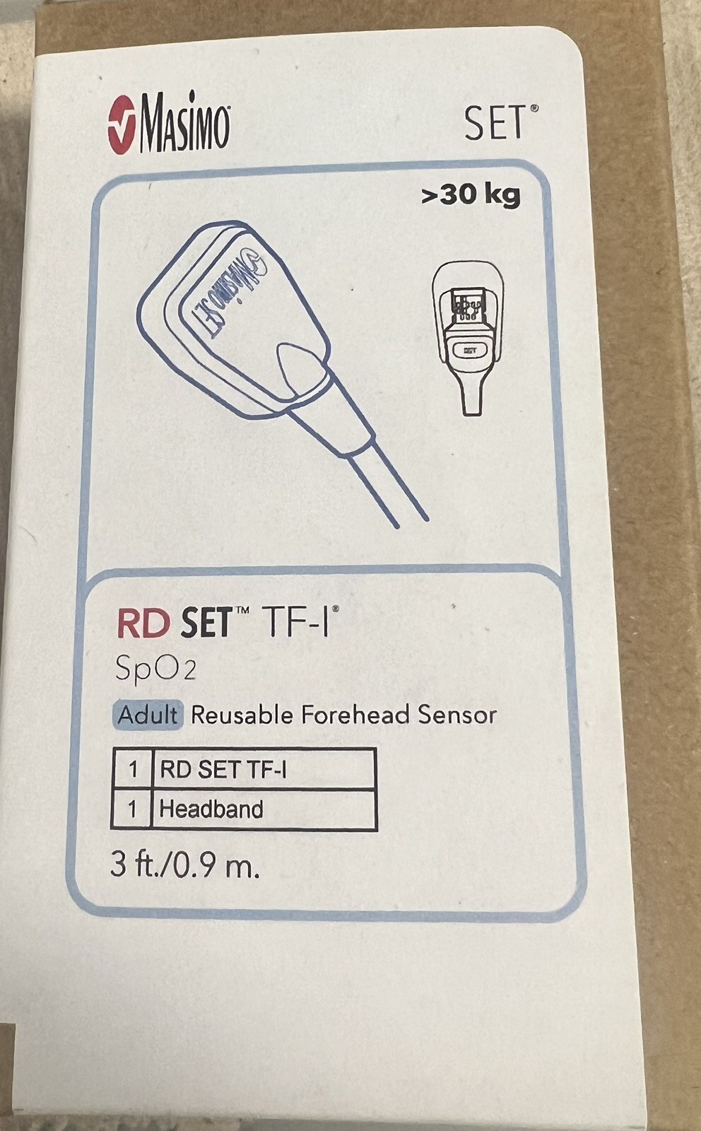 Masimo 4055 RD SET TF-I Adult Reusable Forehead Sensor 3Ft 0.9m 30 kg New