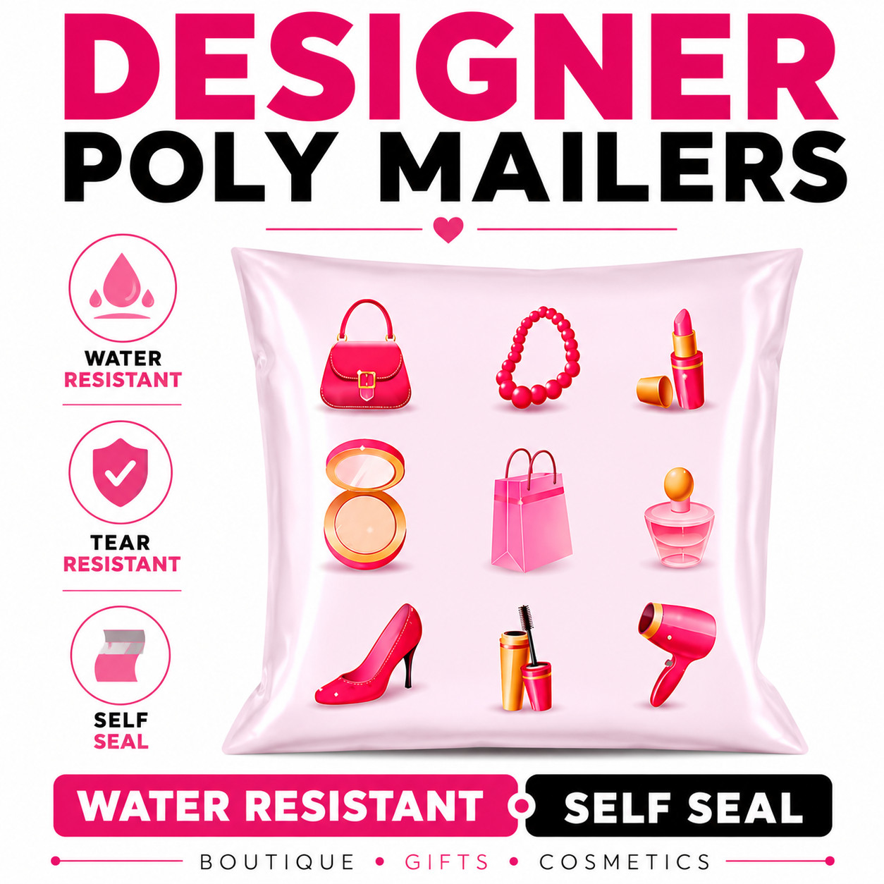 6×9 Make Up Designer Poly Mailers Self Seal Shipping Bags Boutique Envelopes