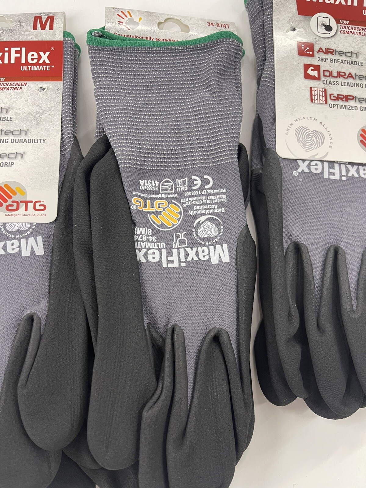4 Pairs Medium MaxiFlex Ultimate Nitrile Coated Work Gloves Touchscreen 34-874T