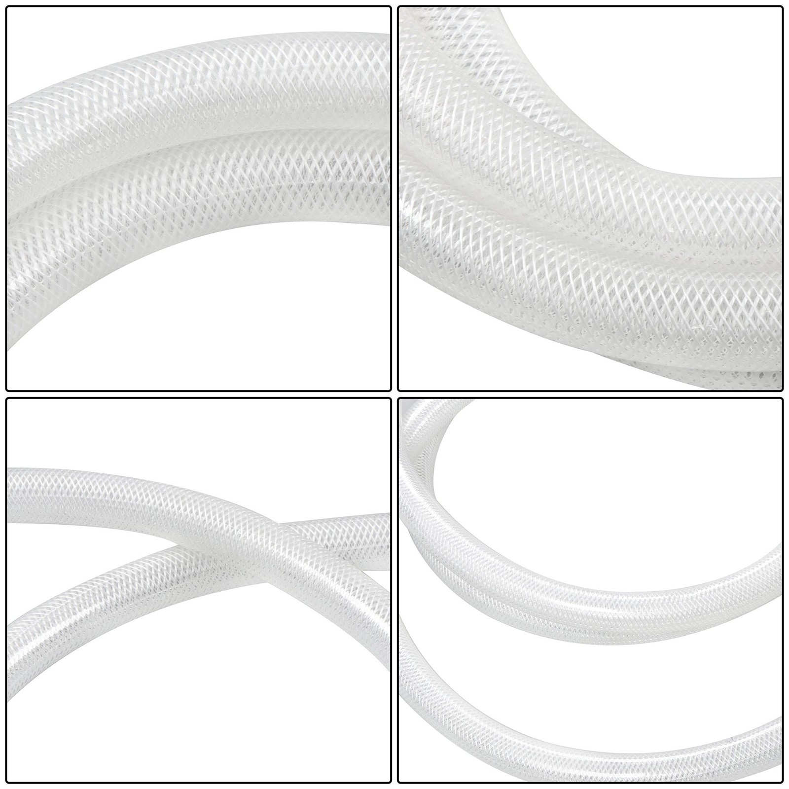 1″ ID x 1 1/4″ OD 10 Ft PVC Tube Braided Reinforced Tubing Flexible Hose Pipe
