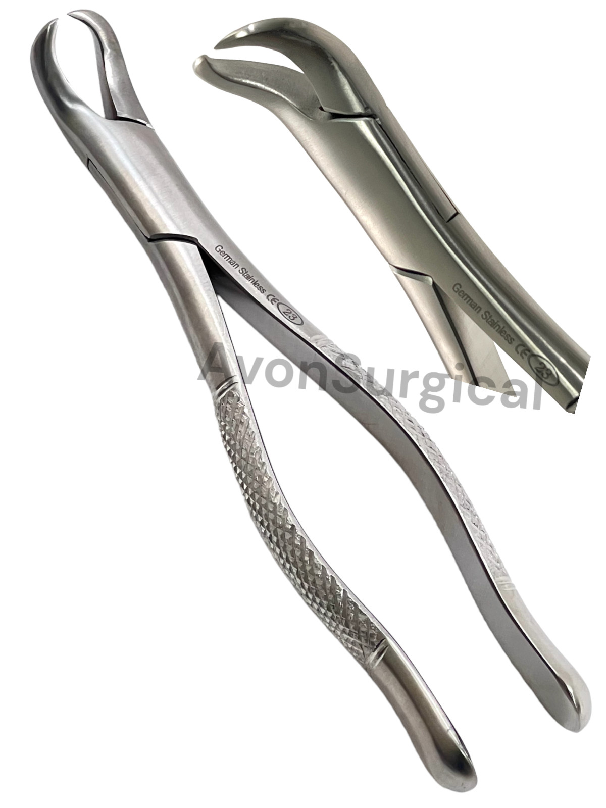 GERMAN STAINLESS DENTAL TOOTH EXTRACTING FORCEPS # 23 COW HORN LOWER MOLAR