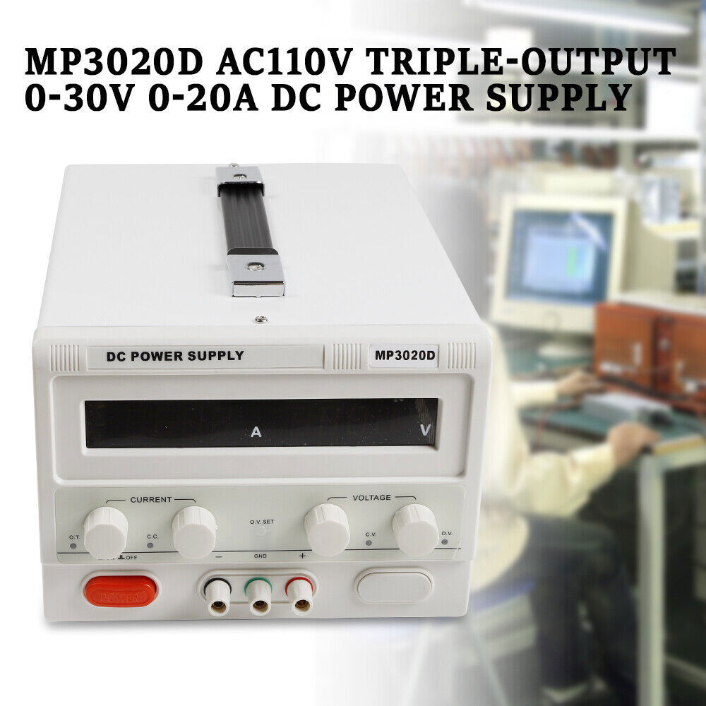 MP3020D LED Regulated Variable Lab DC Bench Power Supply 0-30V 0-20A +Power Line