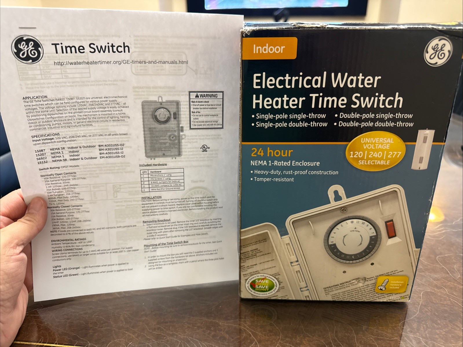 GE 15146 24-Hour Heavy-Duty Electrical Indoor Water Heater Time Switch Timer