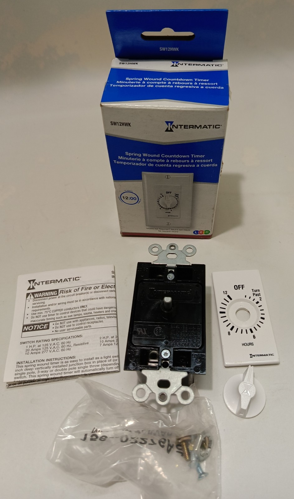 Intermatic SW12HWK 12-Hour Spring Wound Timer, White – Energy Efficient Contr…