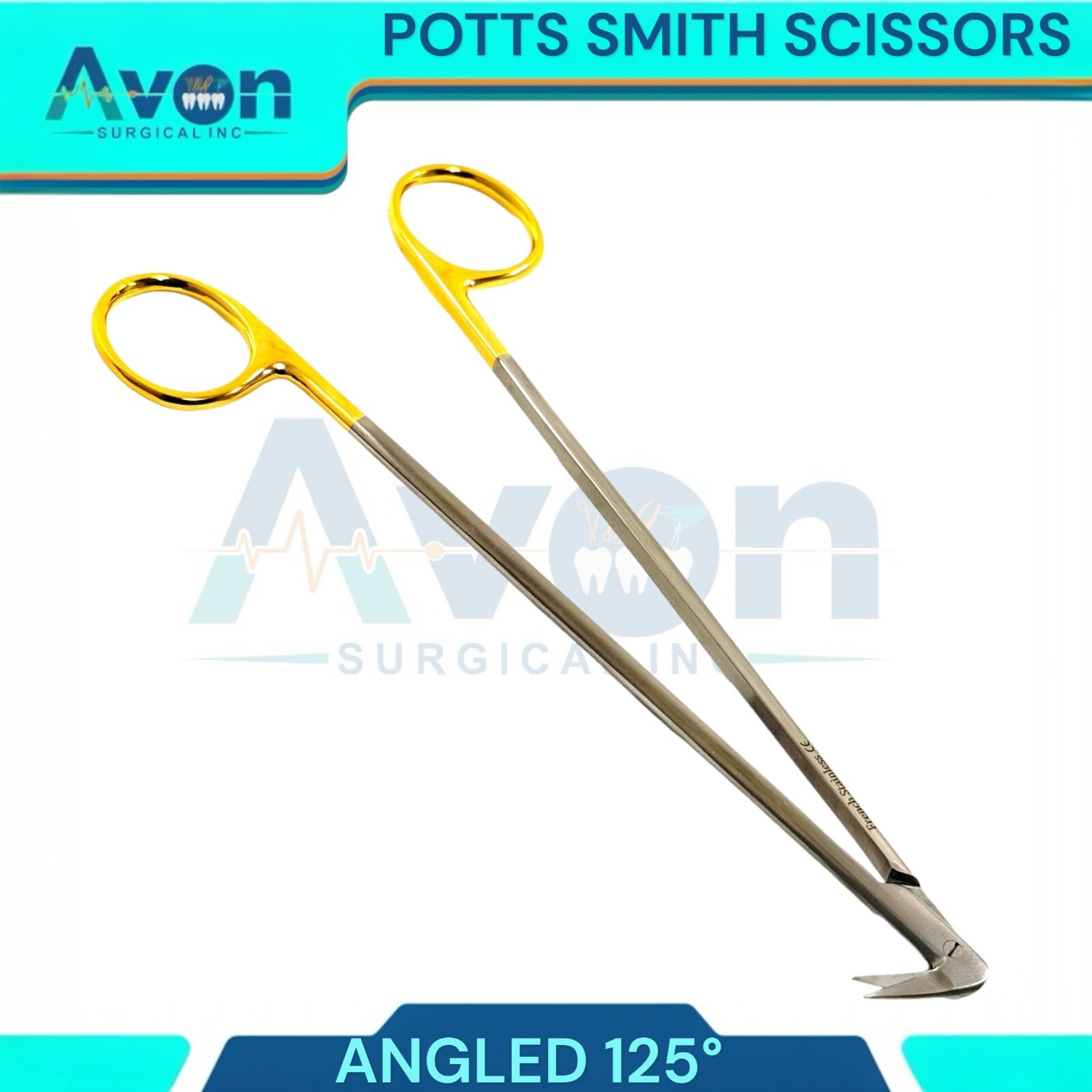 3pcs Set – Potts Smith Vascular Scissors, 25°, 90°, 125°, Angled Blades, Sharp
