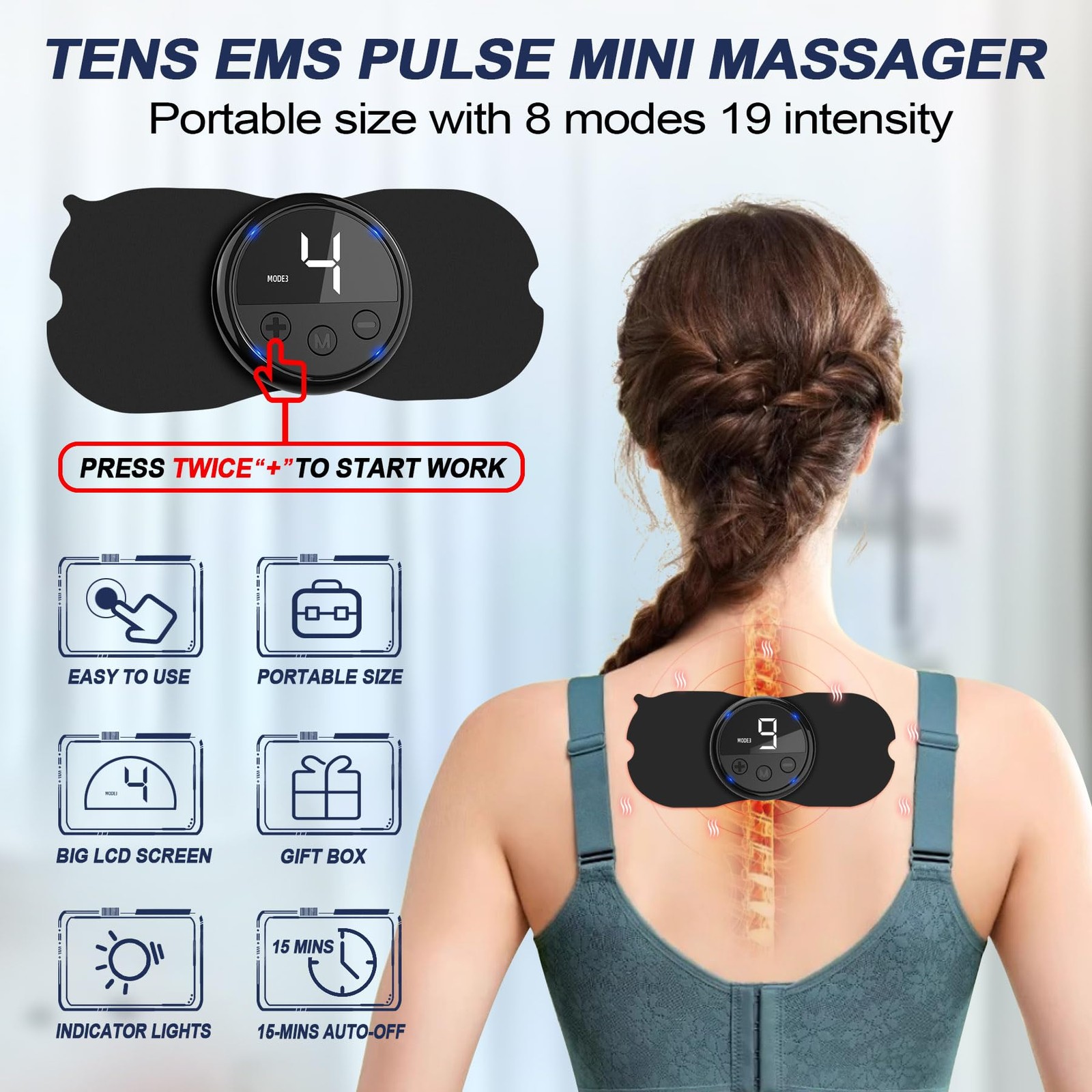 Wireless TENS EMS Unit, FSA Unit Muscle Stimulator for Pain Relief Black