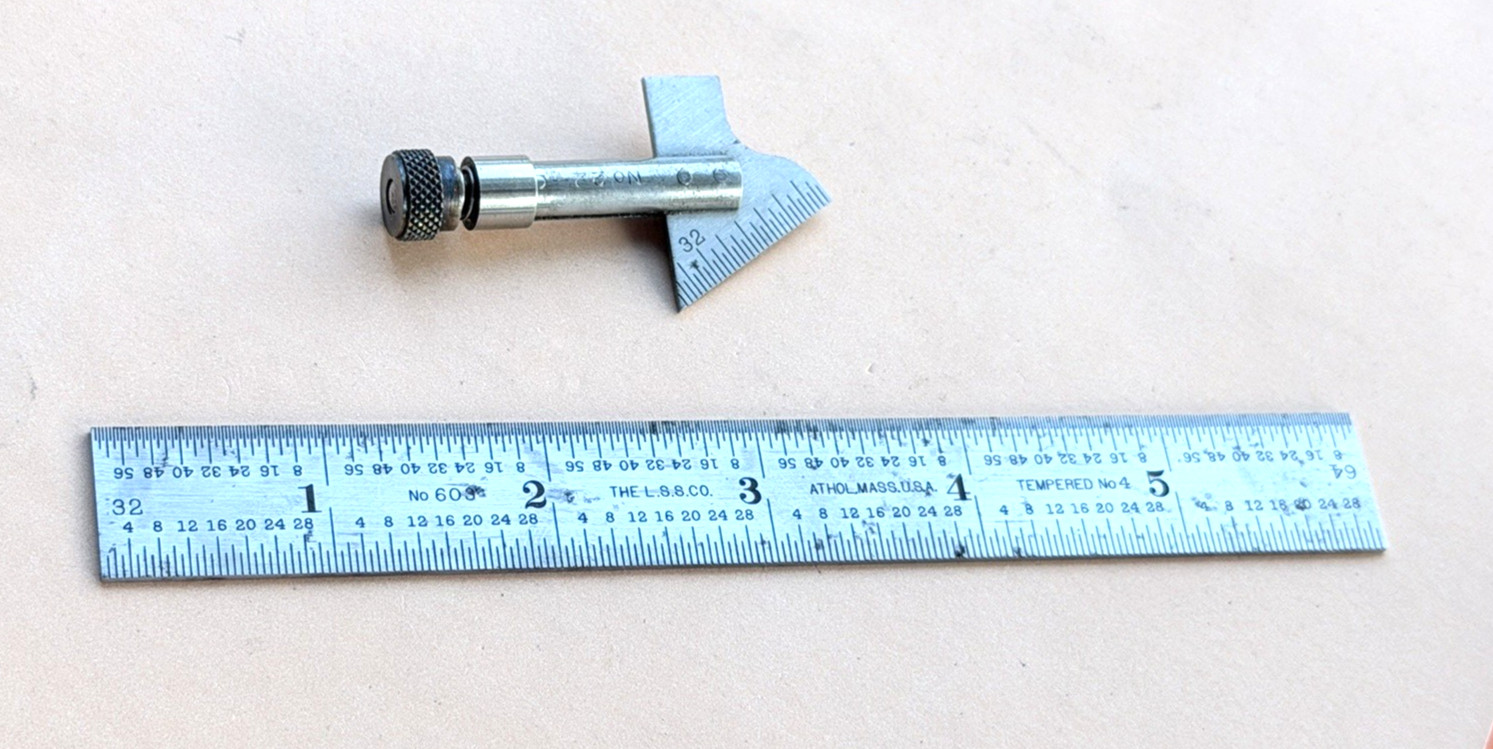 STARRETT No.22-C 59 Degree Drill Point Gage W/No. 603R Tempered Steel Rule. USA