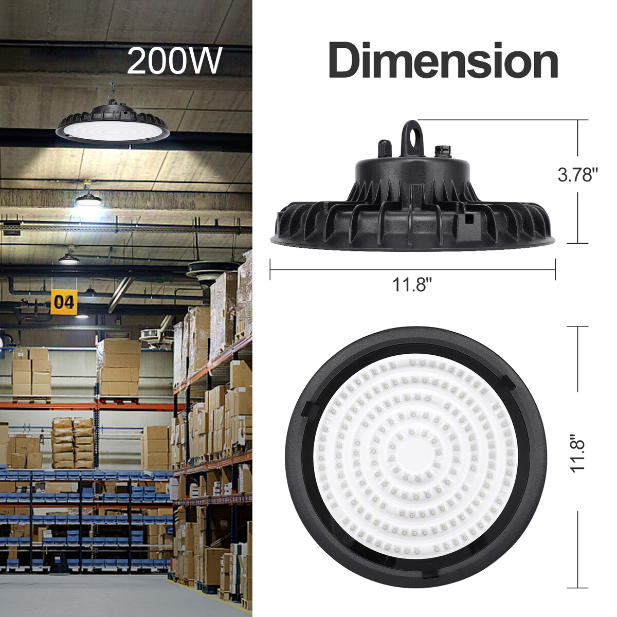 200W UFO Led High Bay Light 200 Watts Industrial Commercial Warehouse Gym Light