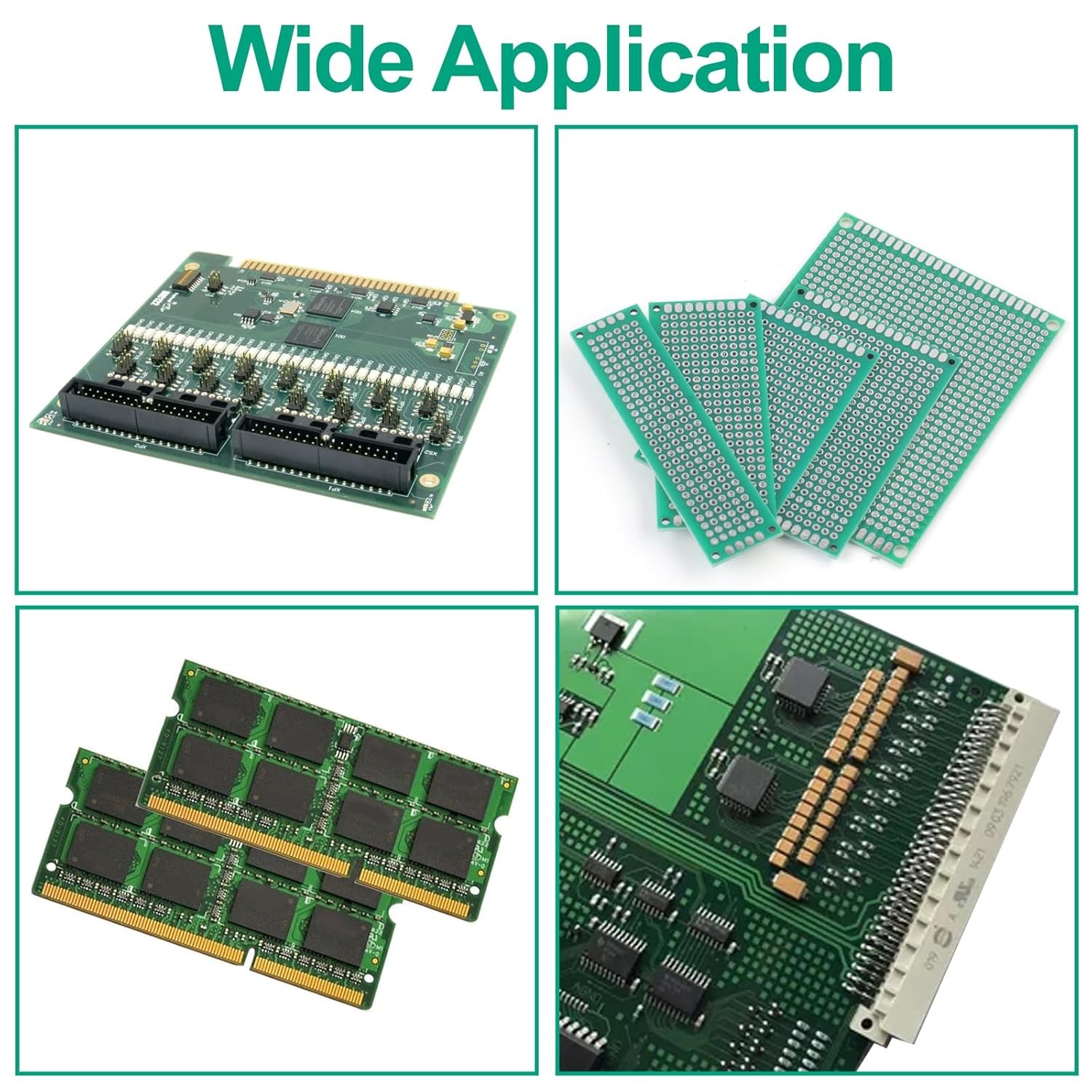 Rindion 32-Pc Double-Sided FR-4 PCB Prototype Boards 5 Sizes with Mounting Holes
