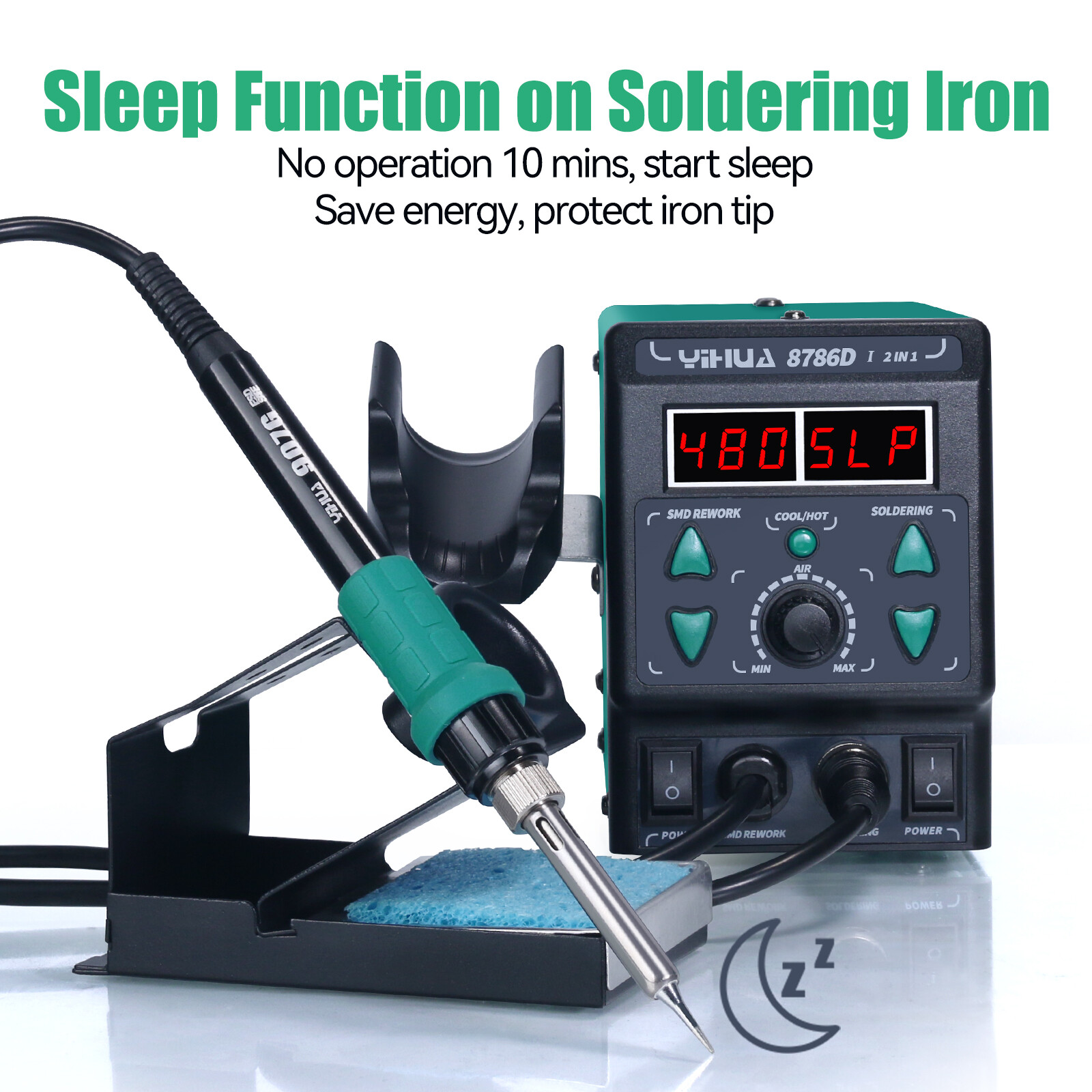 YIHUA 8786D-I Desoldering Gun Solder Iron Kit Hot Air Rework Soldering Station
