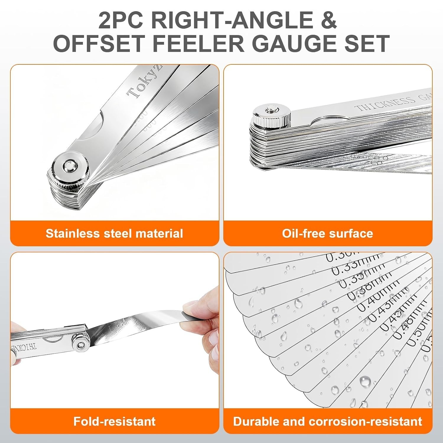 2Pcs Stainless Steel Feeler Gauge Set,32 Straight Blades Feeler Gauge16 Piece…