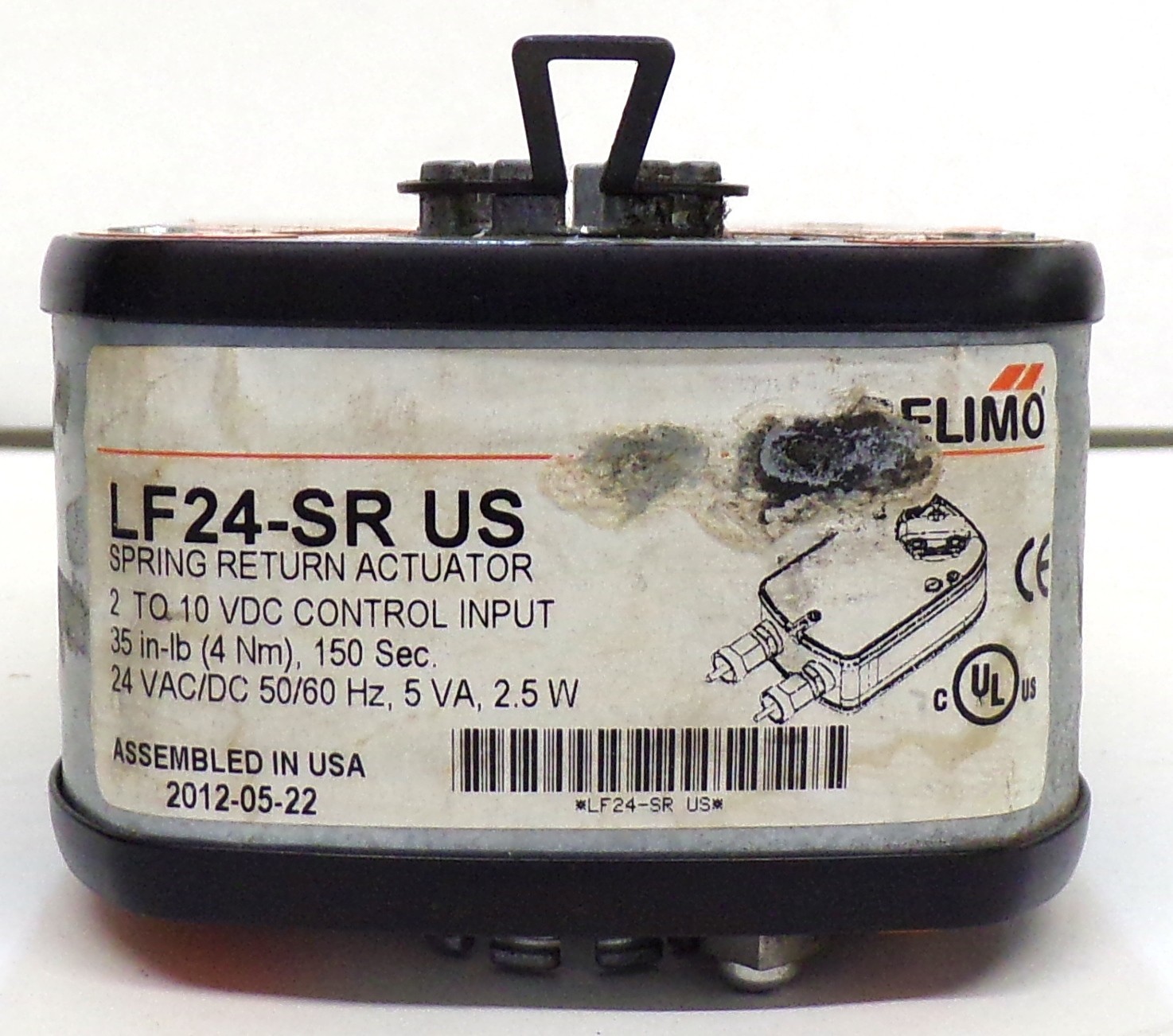 BELIMO SPRING RETURN ACTUATOR LF24-SR, 35IN-LB (4NM), 150S, 24VAC/DC, 50/60HZ