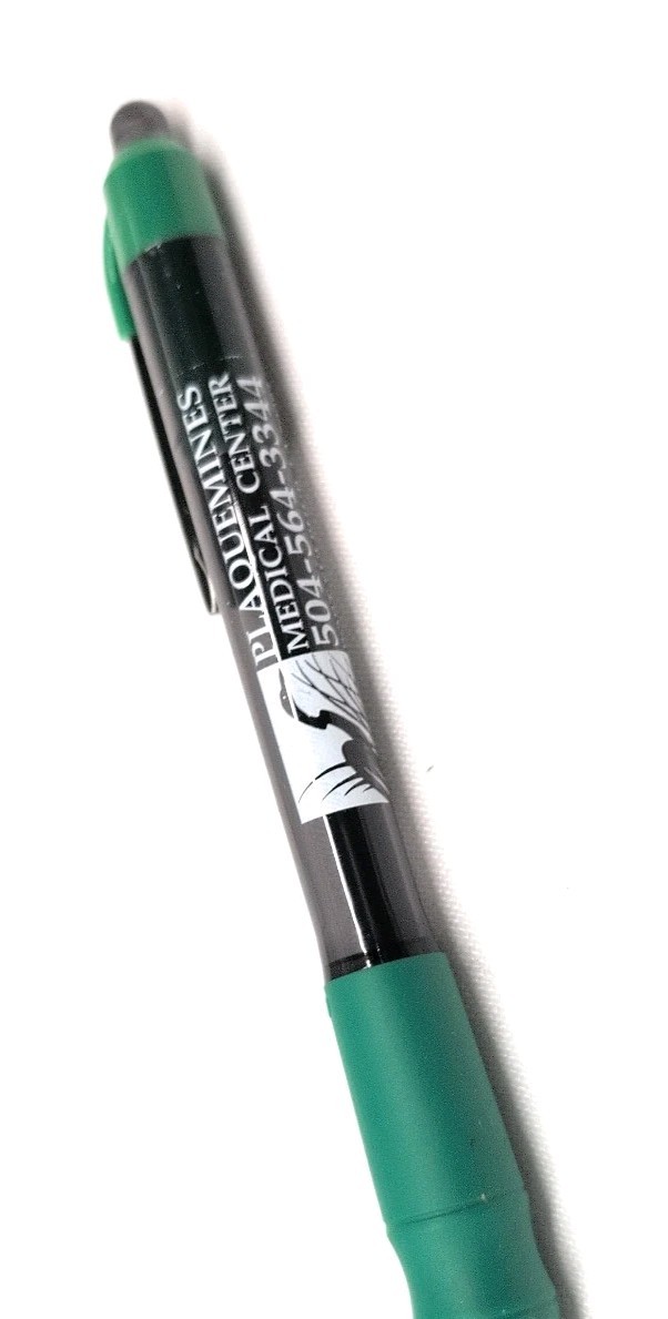 20ct Lot Misprint Click Pens MAXGLIDE Hub Pen Thick Rubber Grip GREEN w/BLUE INK
