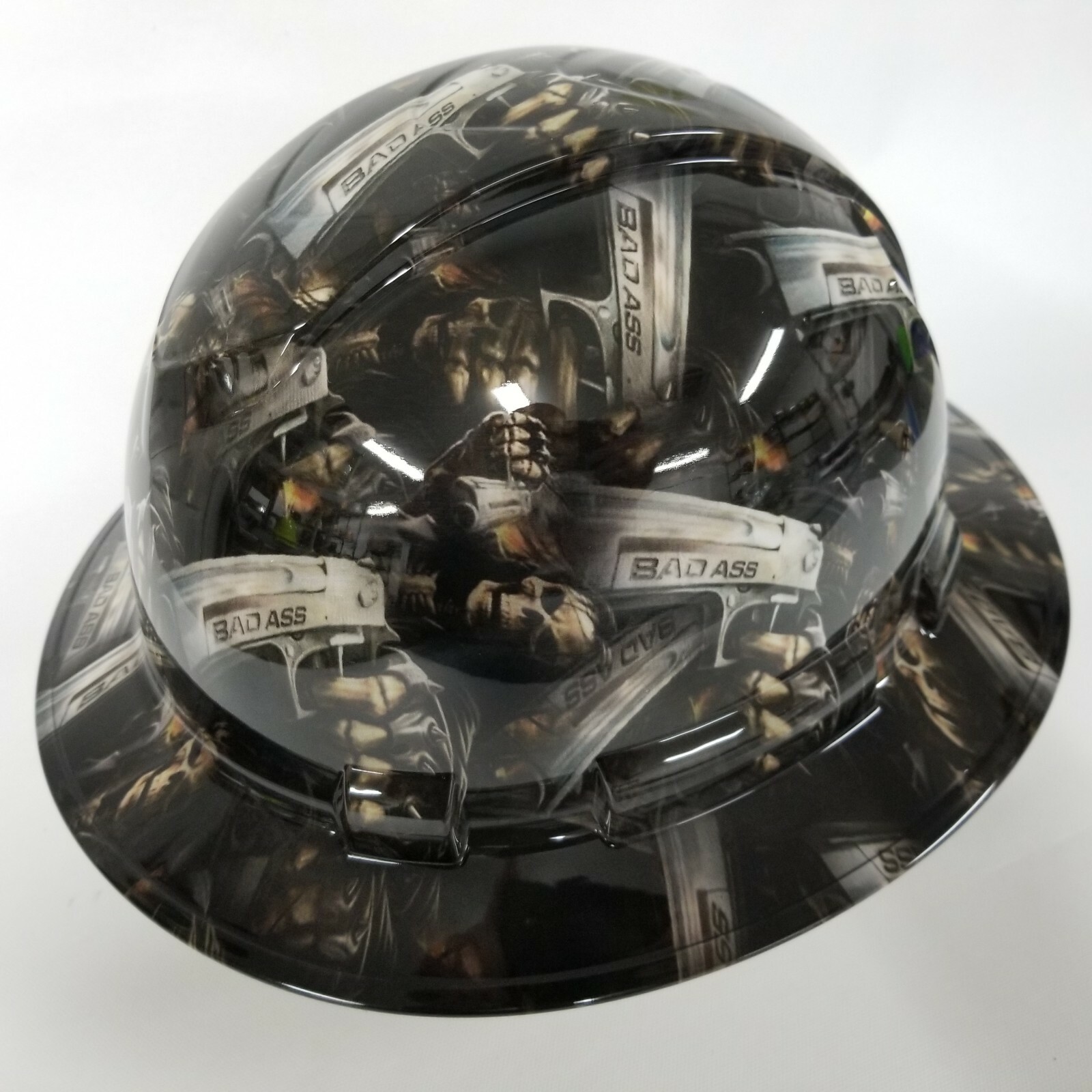NEW FULL BRIM Hard Hat custom hydro dipped in FULL COLOR BAD ASS SHOOTER REAPER