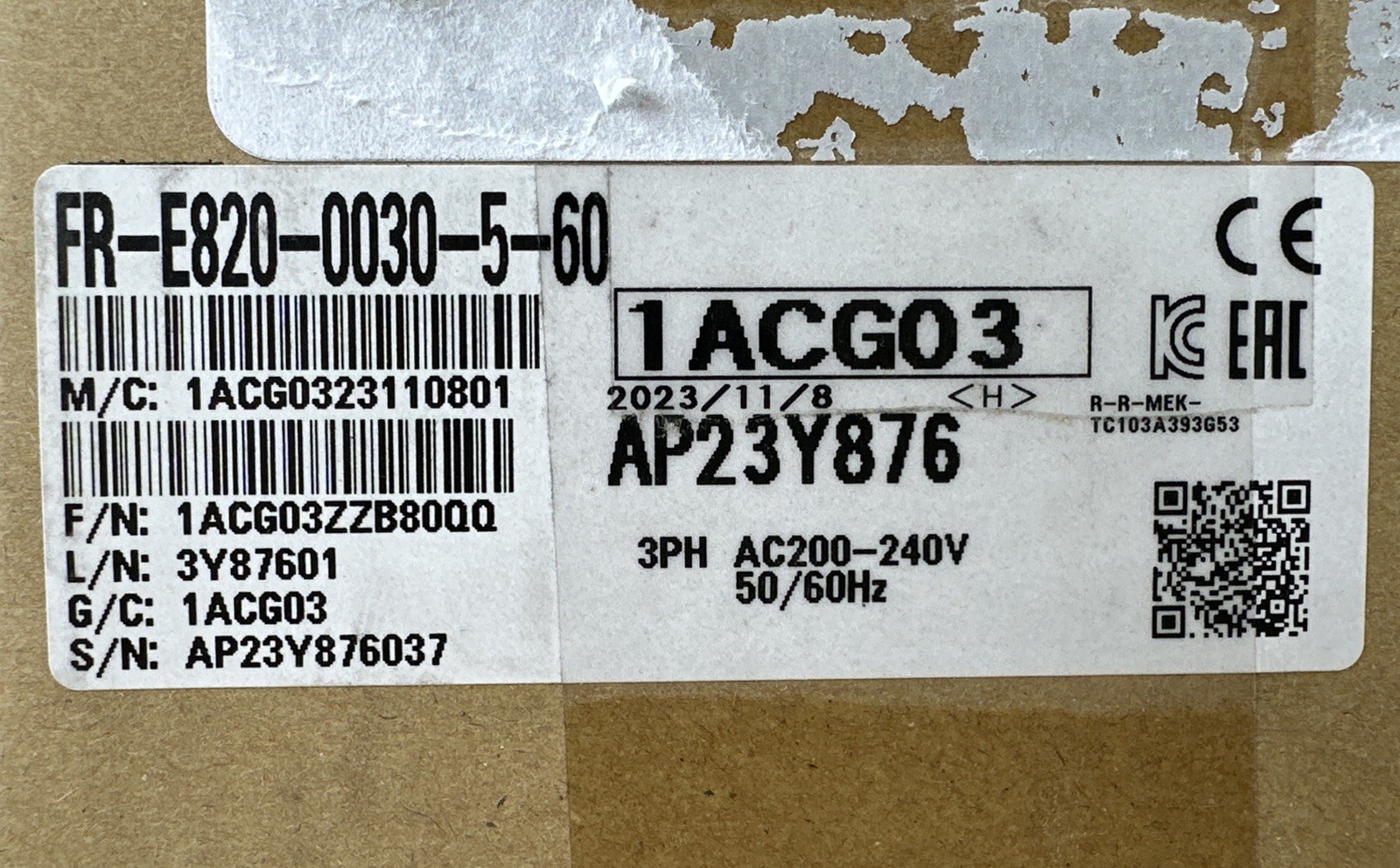 MITSUBISHI FR-E820-0030-5-60 3~Ph Inverter VSD/VFD 0.4kW/0.5HP – NEW SURPLUS