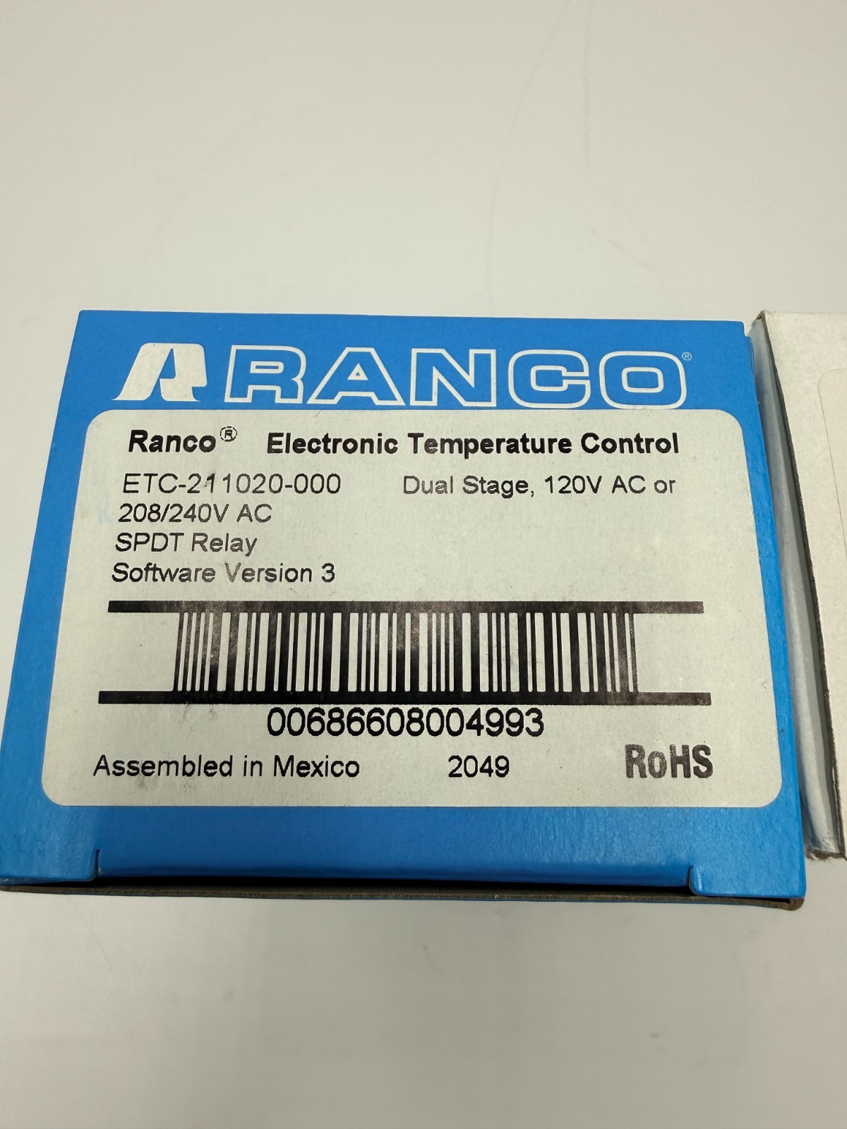 RANCO ETC -211020-000 DUAL STAGE-120-208/240V AC-SOFTWARE VERSION-3