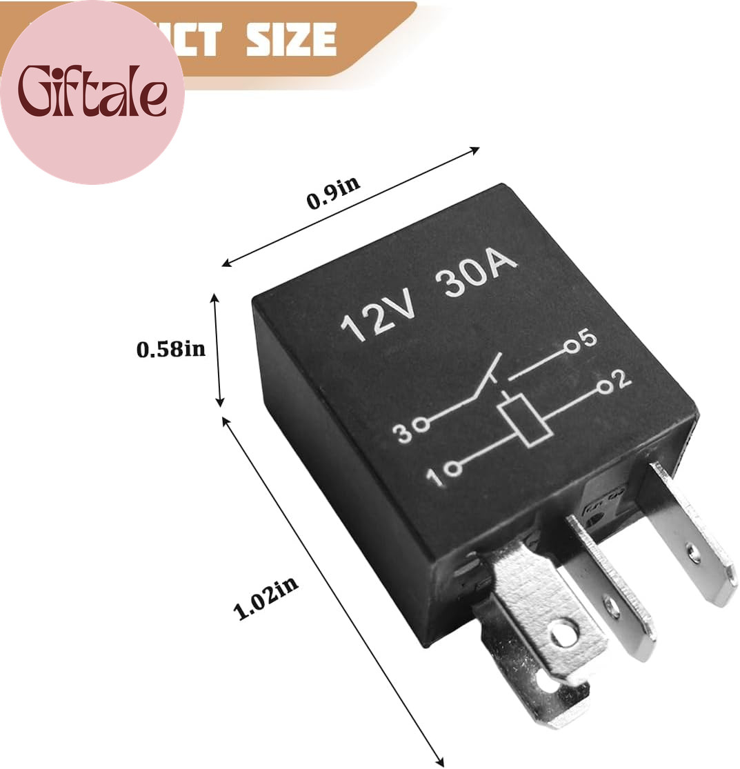 2PCS Car Starter Relay, 4 Pin 12V 30A Waterproof Vehicle Engine Standard Relays,