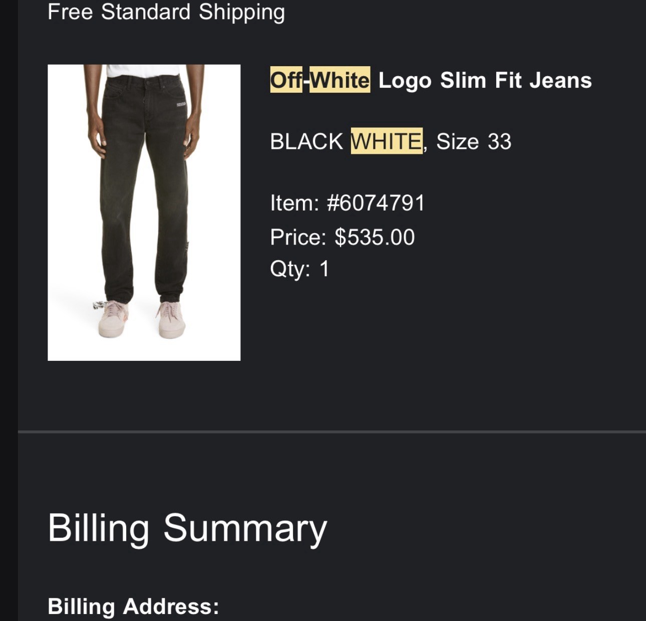 OFF-WHITE Virgil Abloh Diagonal Pocket Slim Jean Black Men’s Size 32 OMYA011E20
