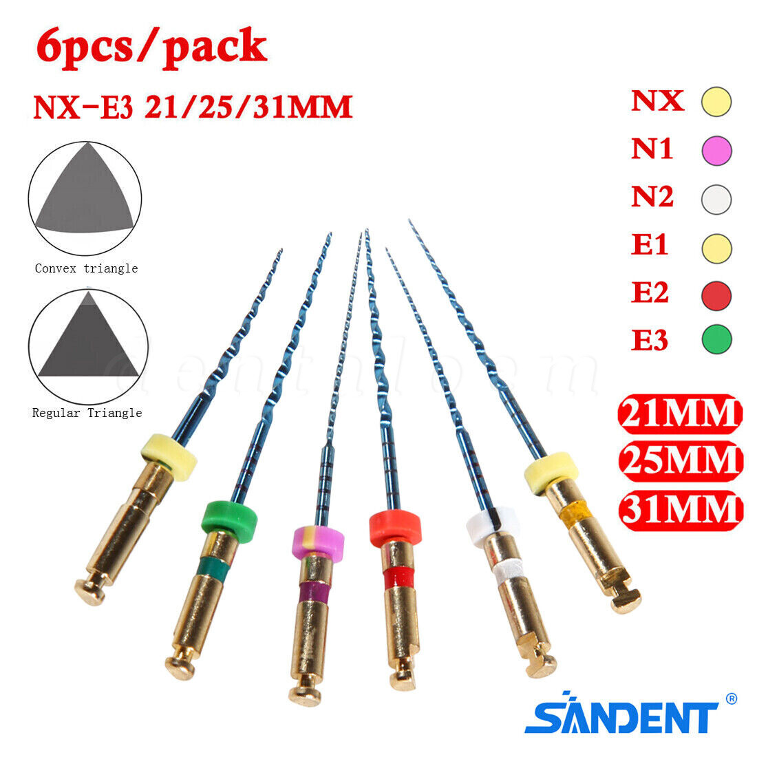 6pcs/pack Dental Endo Root Canal Super Taper Rotary Niti Files 21/25mm/31mm