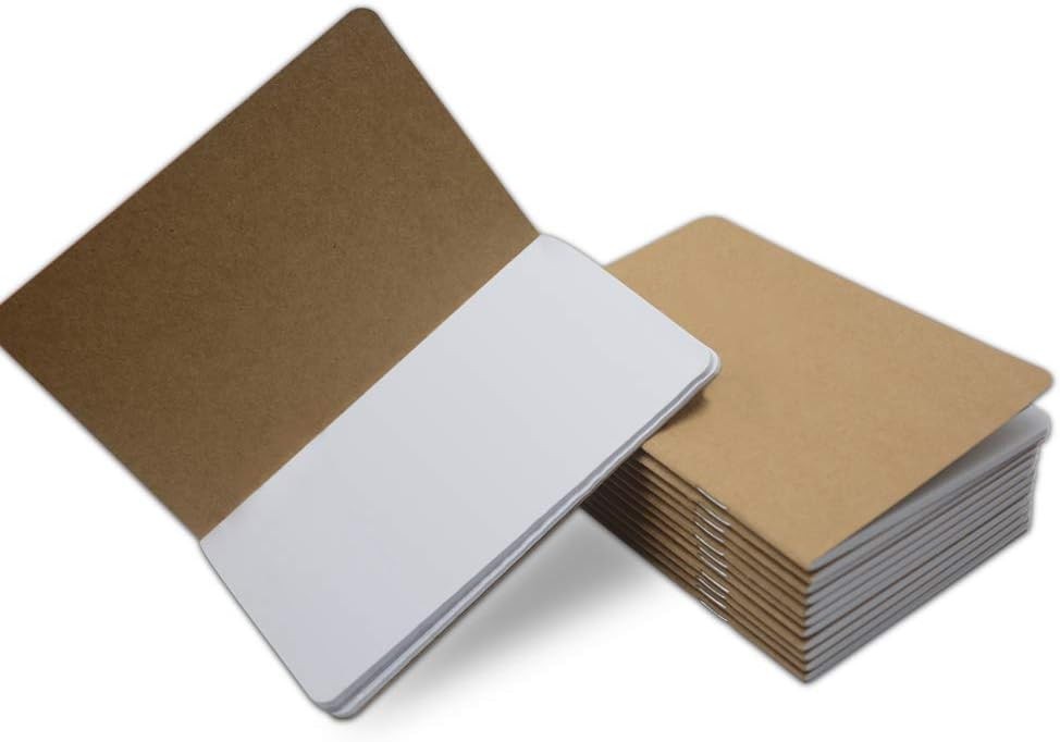 12 Pcs 5.5 Inch x 3.5 Inch Brown Cover Pocket Notebook 32 Sheets (64 Pages)