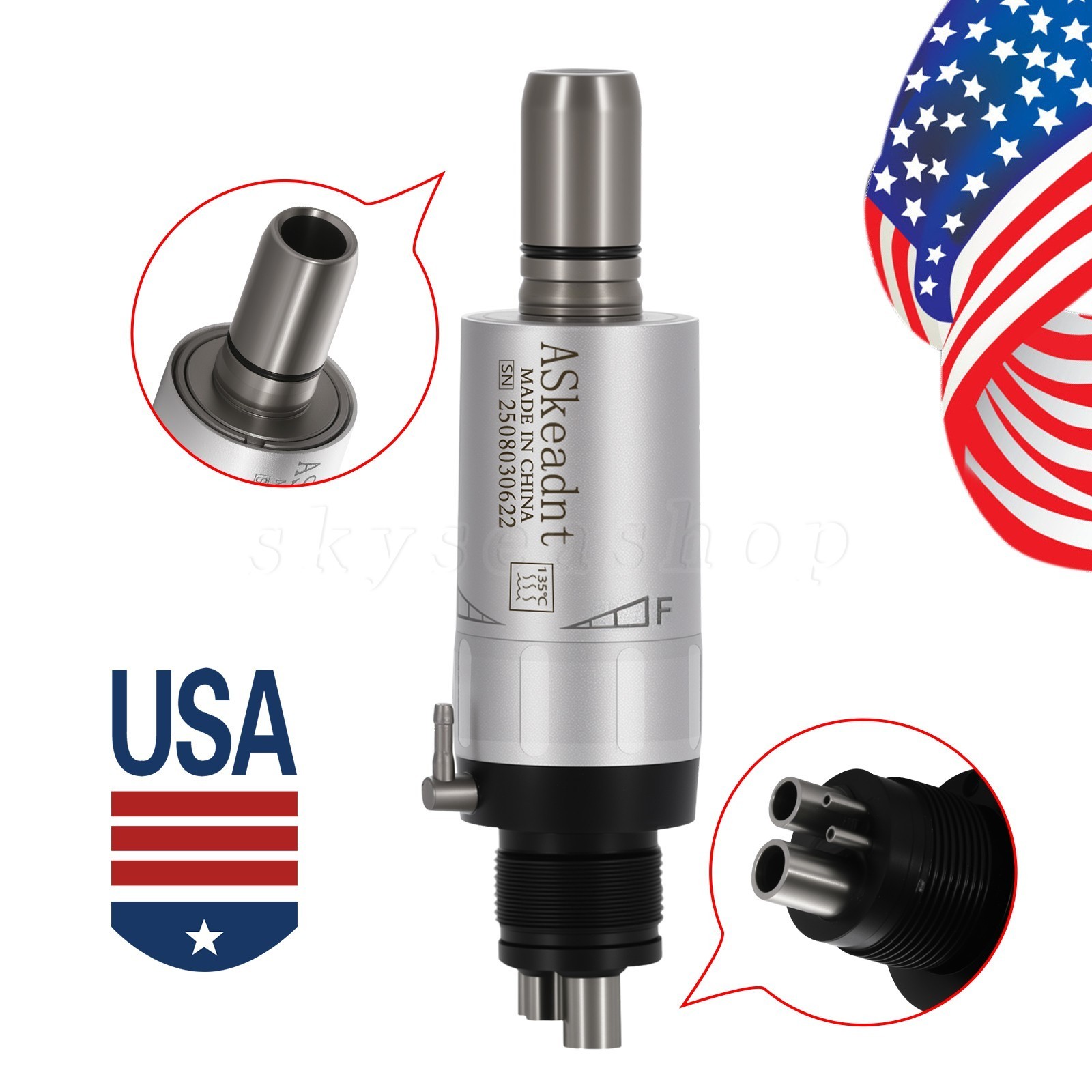 ASkeadnt Dental slow low Speed Handpiece Air Motor 4 Holes E-Type Connector FX