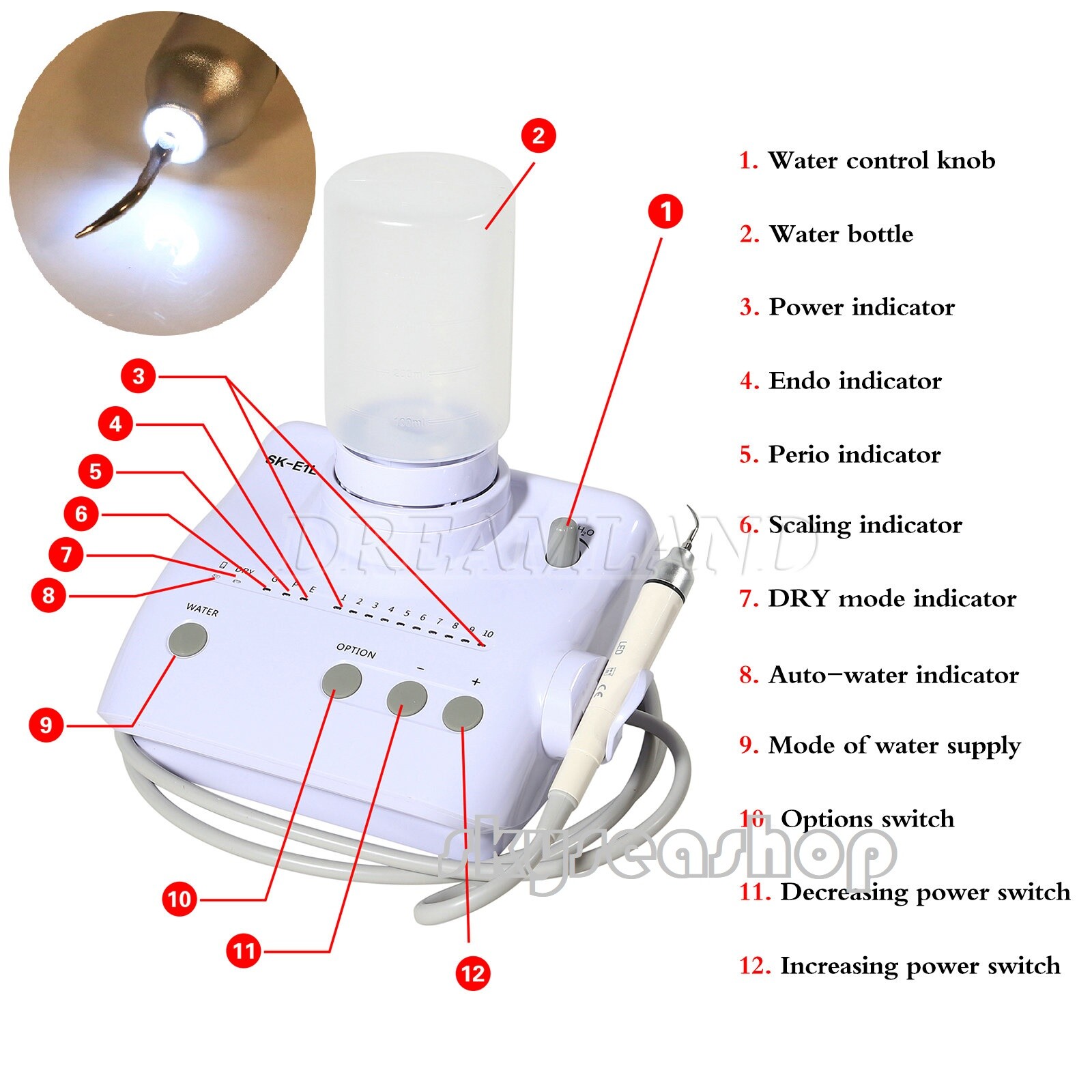 Dental Piezo Ultrasonic Scaler 2 Bottles fit EMS Cavitron LED Handpiece & Tips