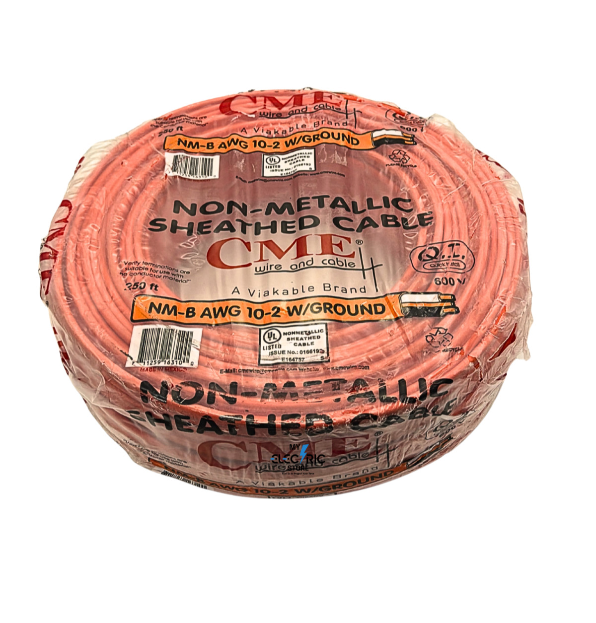 CME 10/2 NM-B 250FT Solid Copper Romex Wire W/Ground 30A 600V Indoor Cable NEW